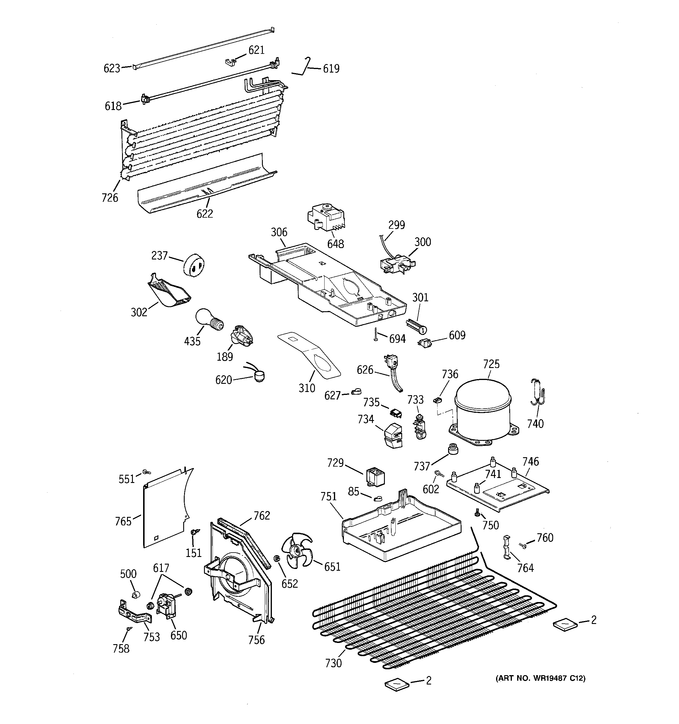 GE GTE17HBZCRWW unit parts diagram