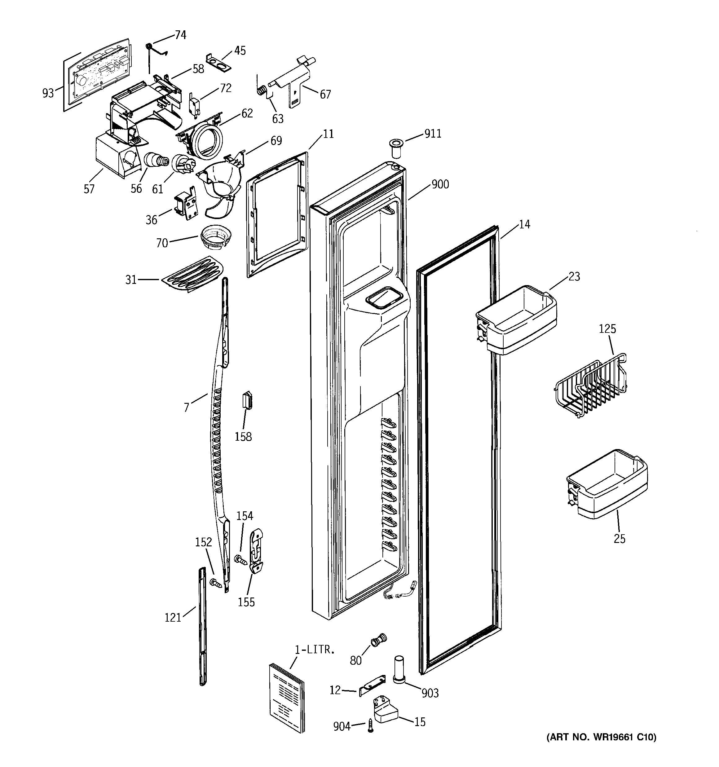 GE PCG23YESAFWW freezer door diagram