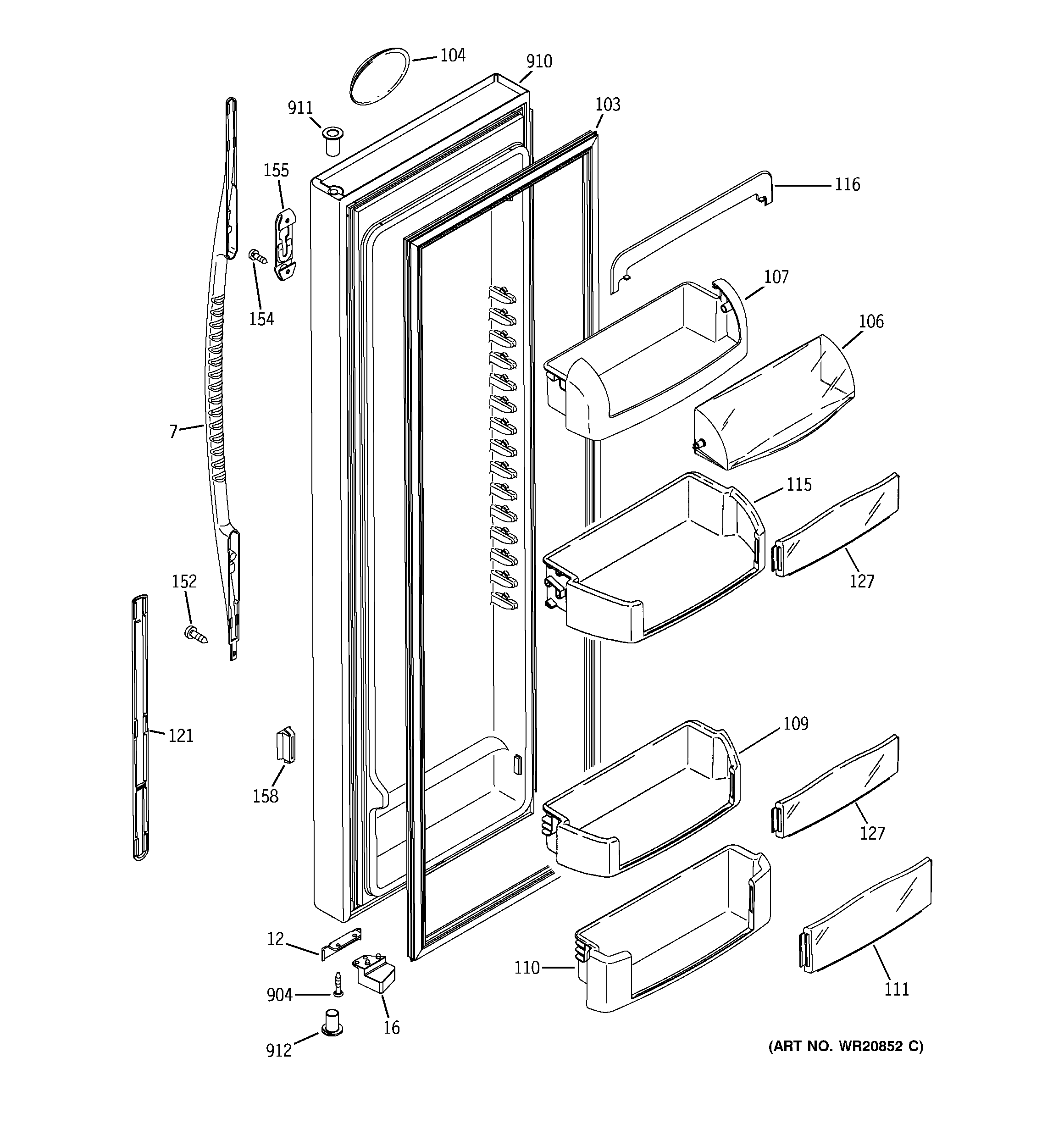 GE PCG23YESAFWW fresh food door diagram