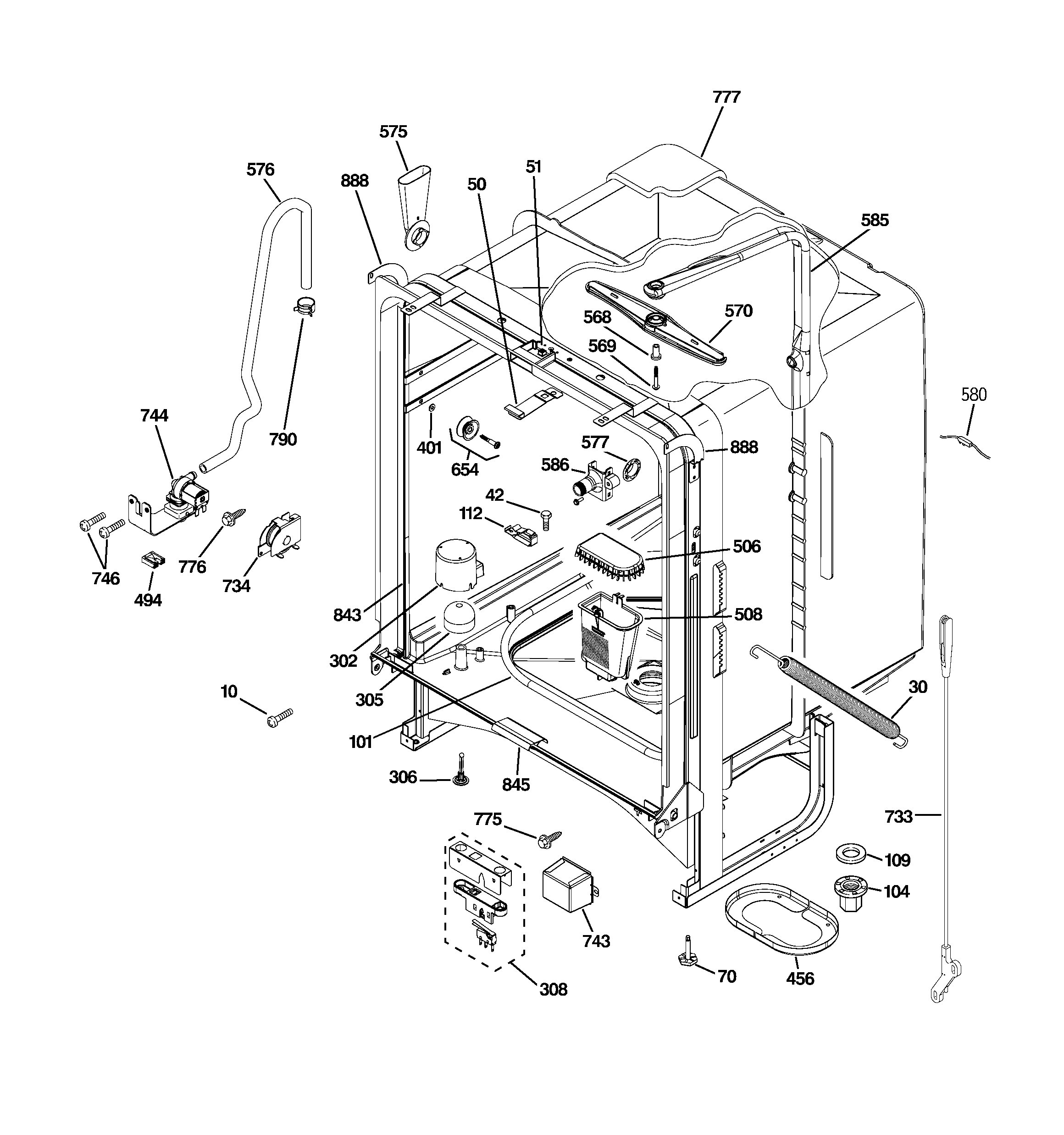 GE GLD4408R10BB body parts diagram
