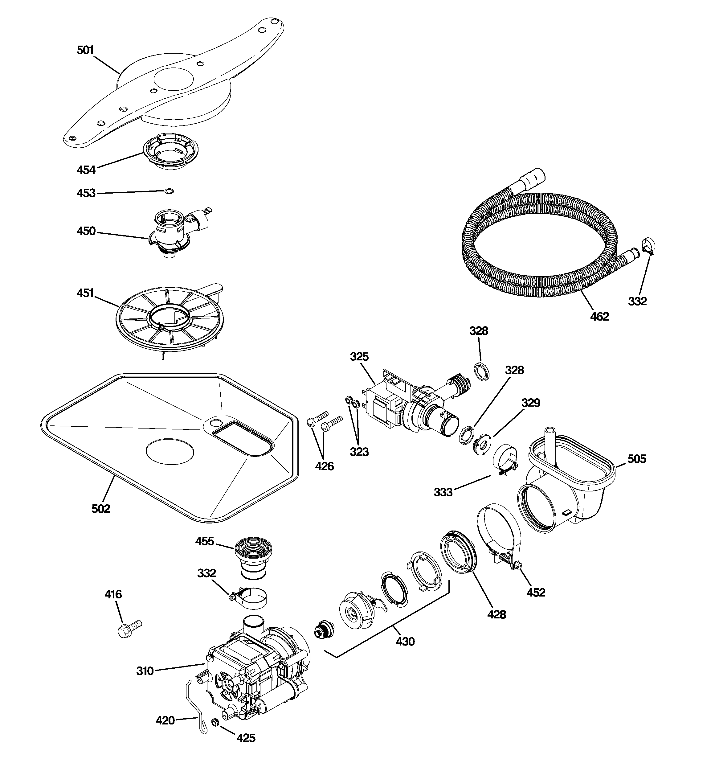 GE GLD4408R10BB motor-pump mechanism diagram