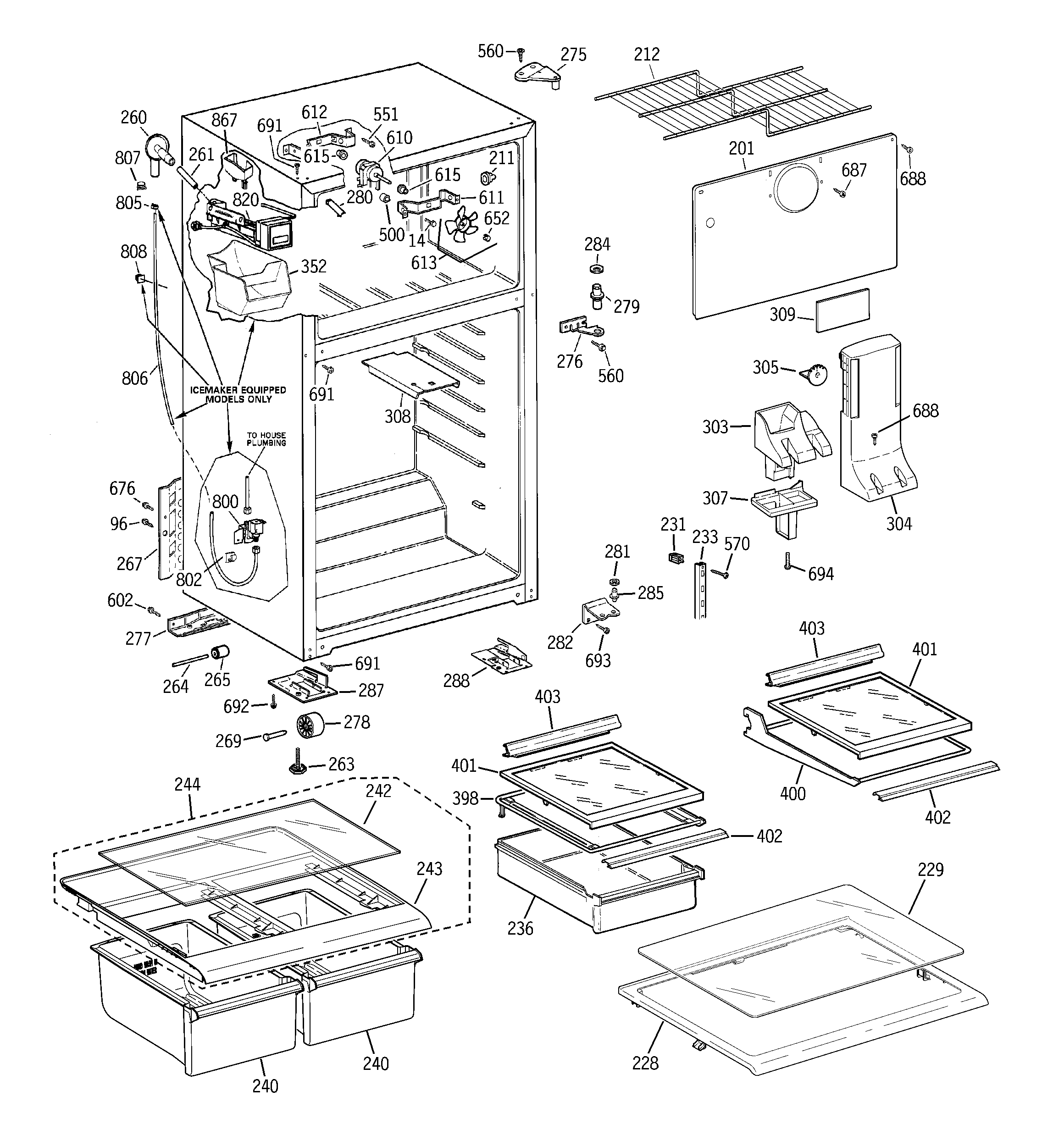 GE GTH18ECC2RWW cabinet diagram