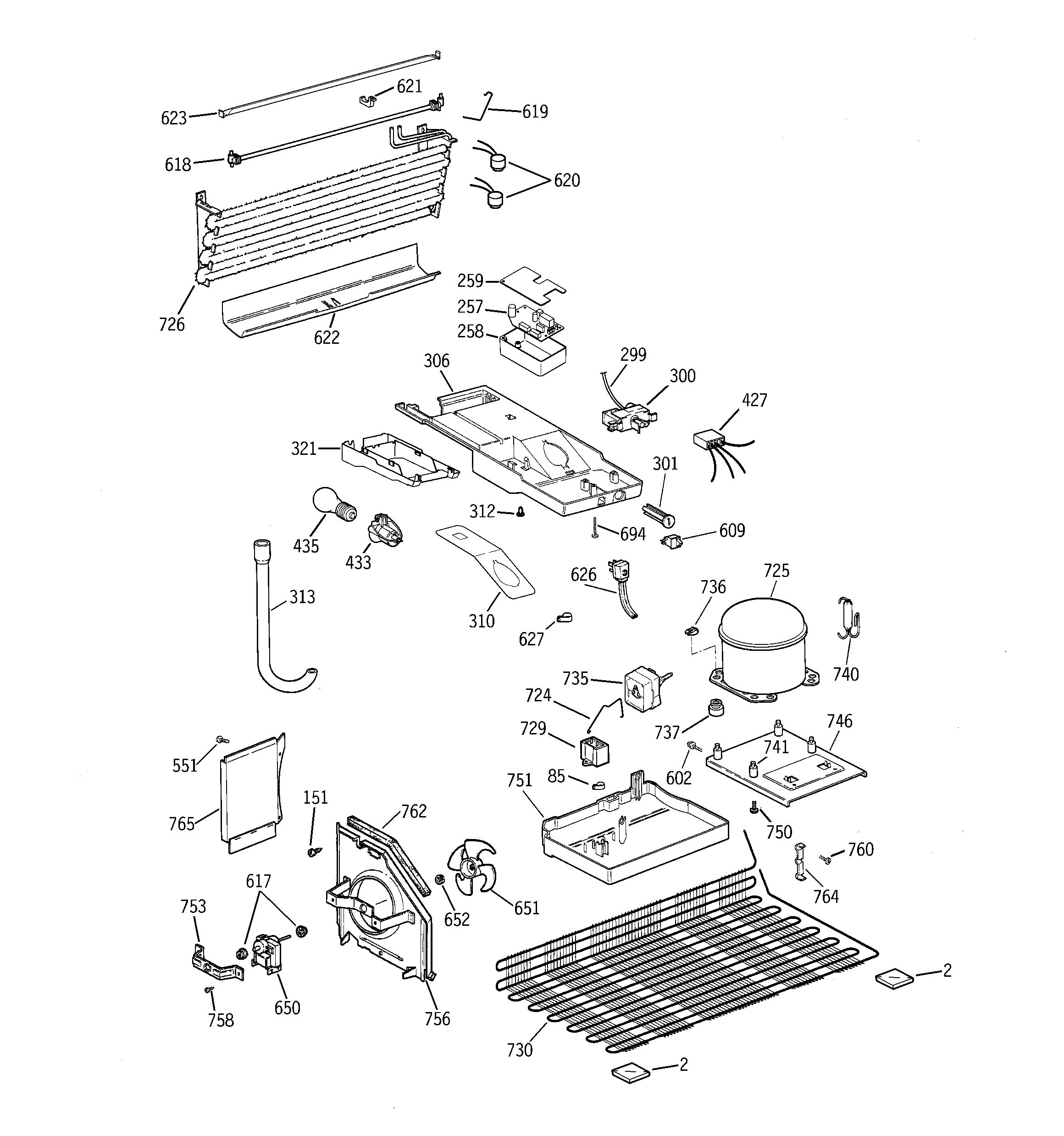 GE GTH18ECC2RWW unit parts diagram