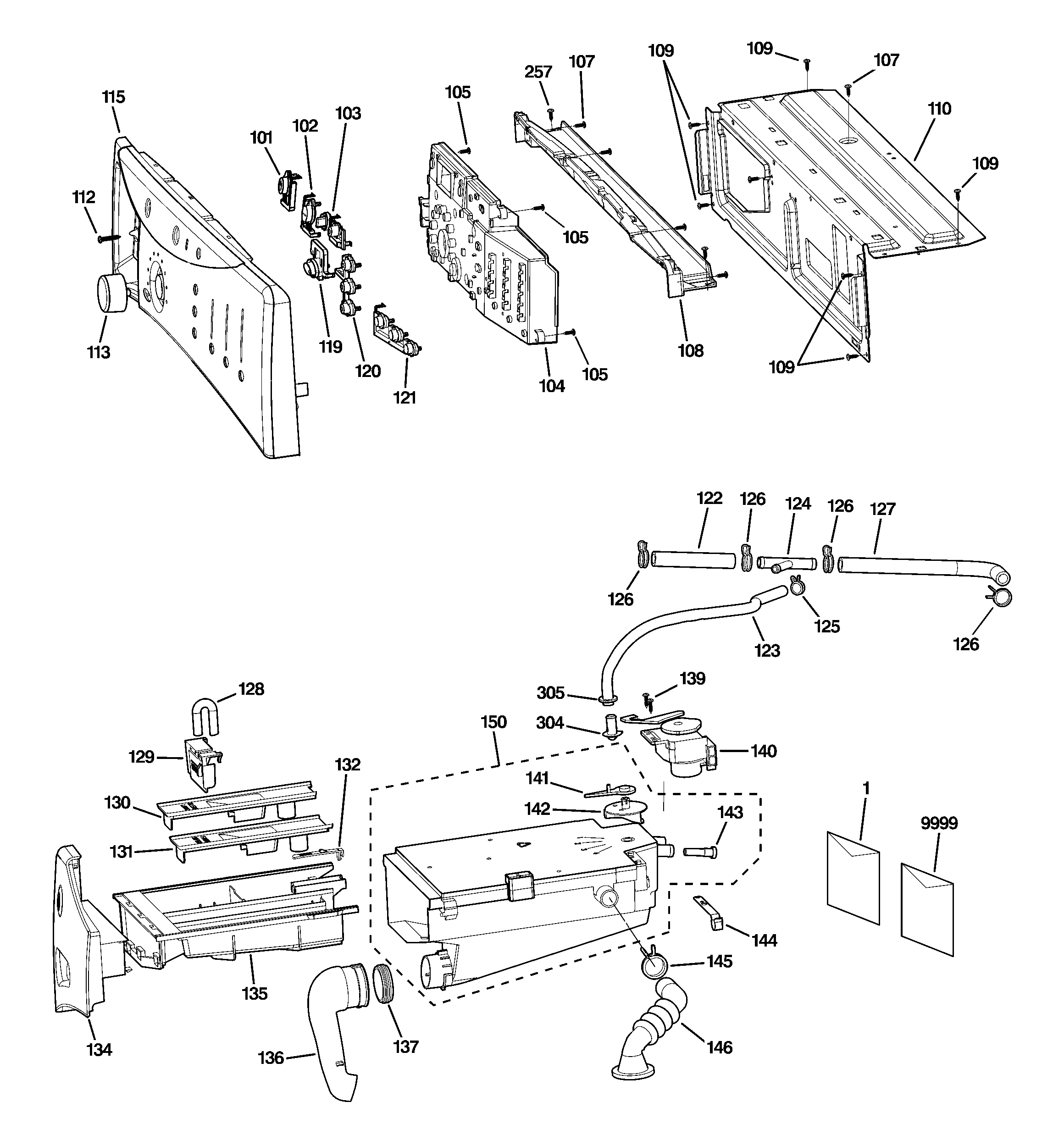 GE WCVH6800J4BB controls & dispenser diagram