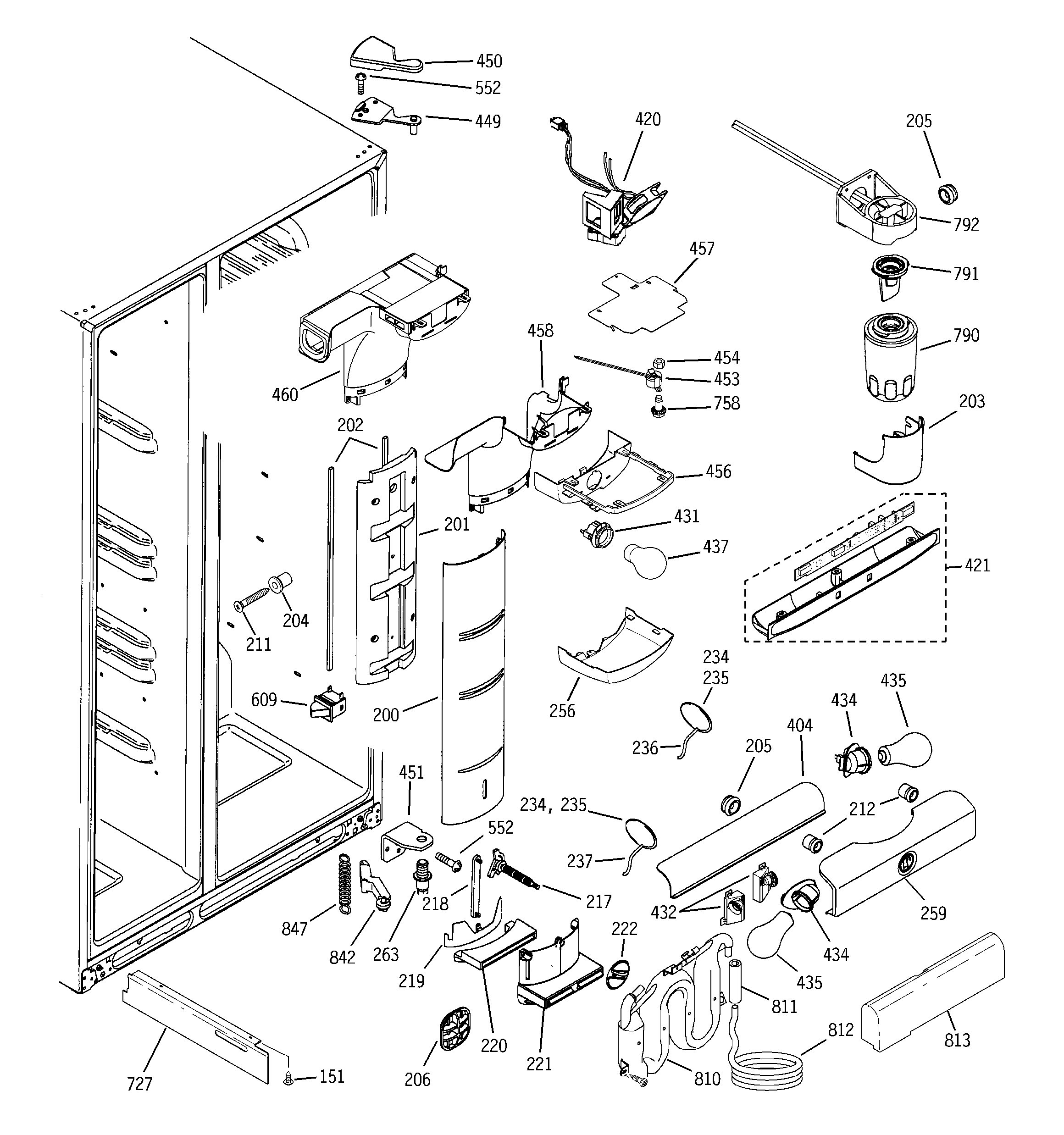 GE PSE27NGWHFWW fresh food section diagram