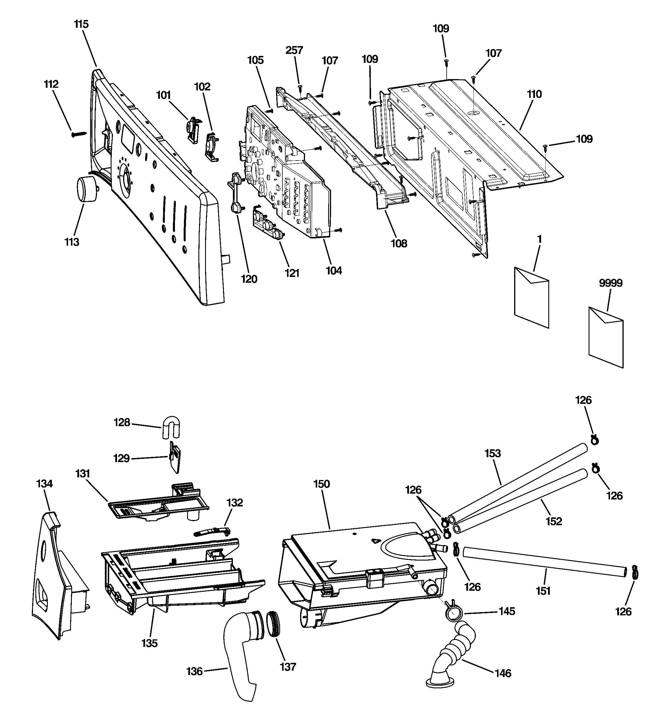 GE GFWN1100L2WW controls & dispener diagram