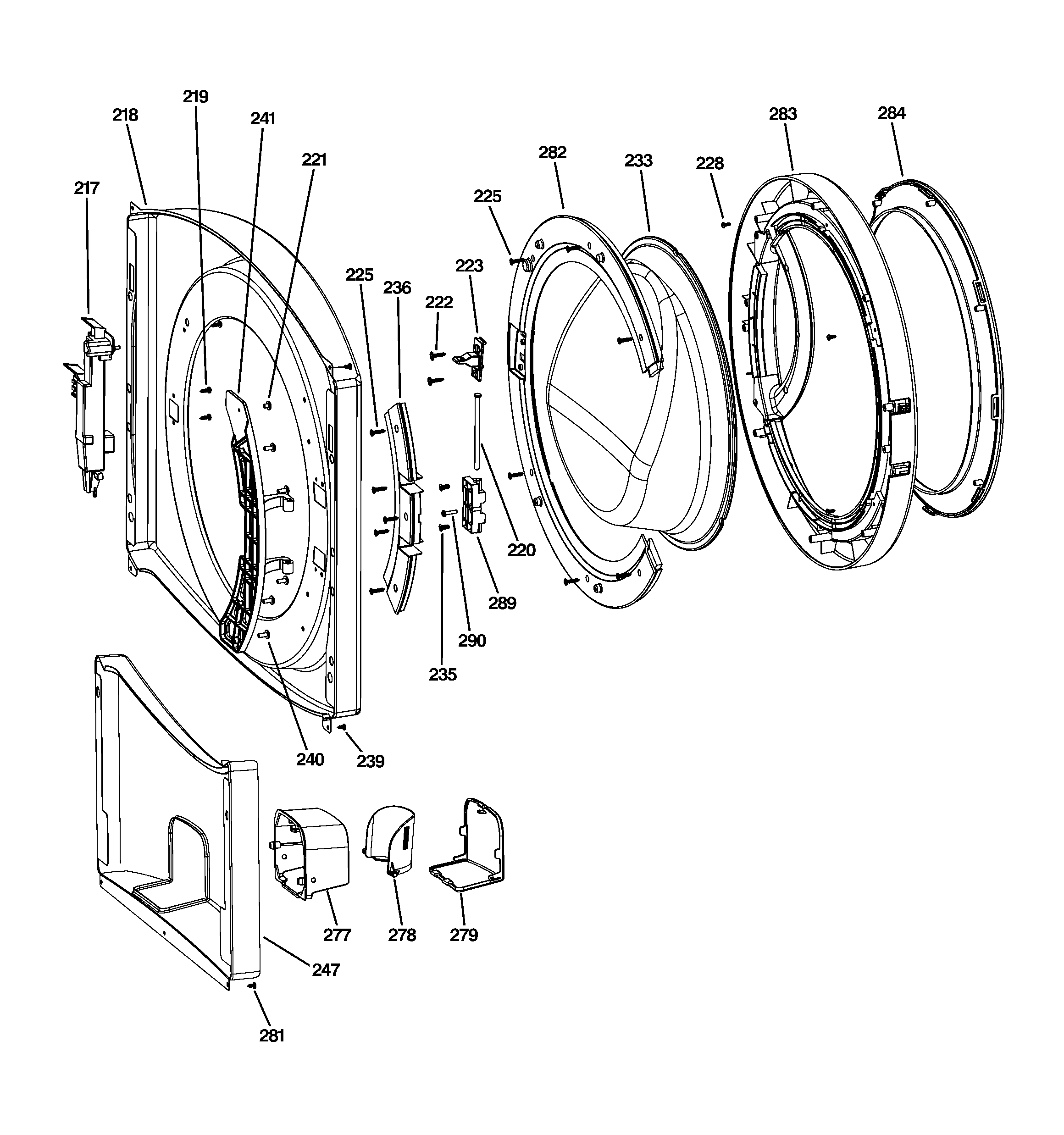GE GFWN1100L2WW door diagram