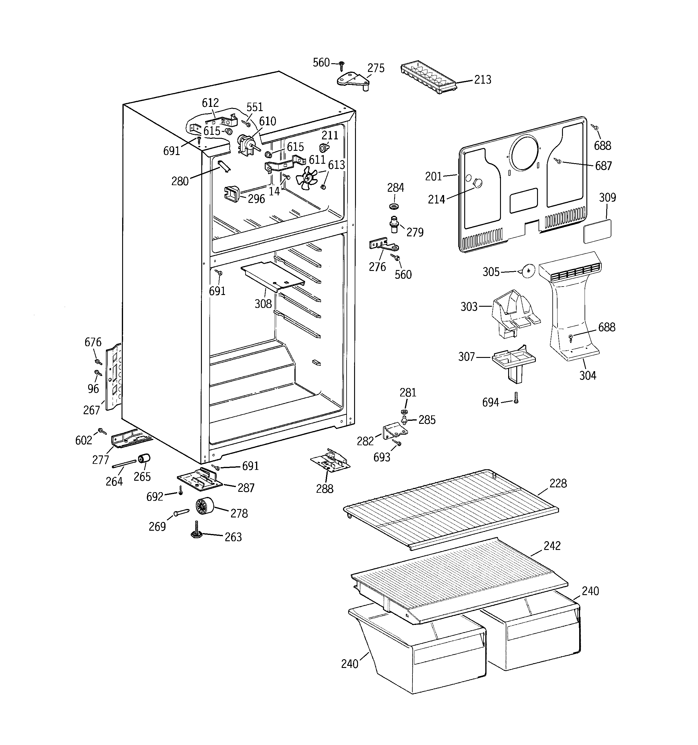 Hotpoint HTR17BBBHRCC cabinet diagram
