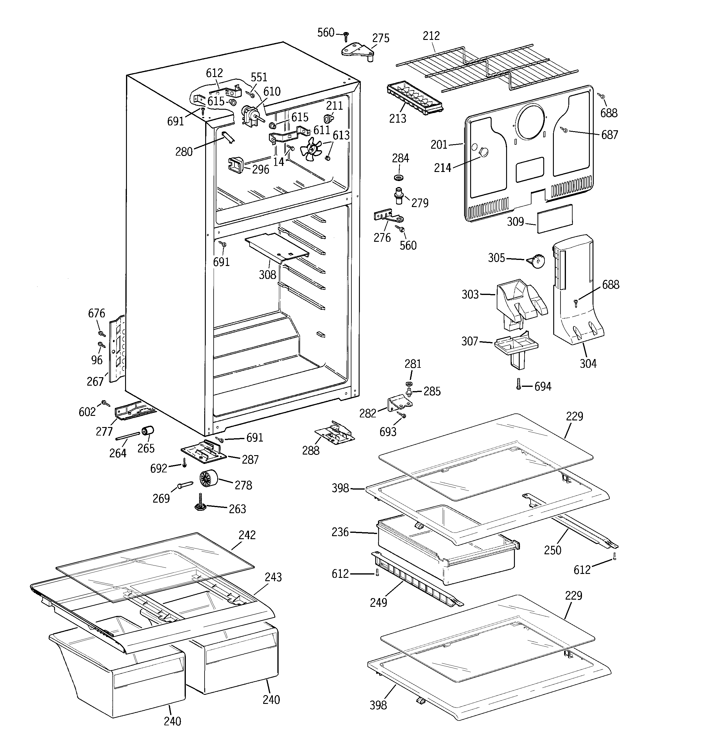 Hotpoint HTS17GBBHRWW cabinet diagram