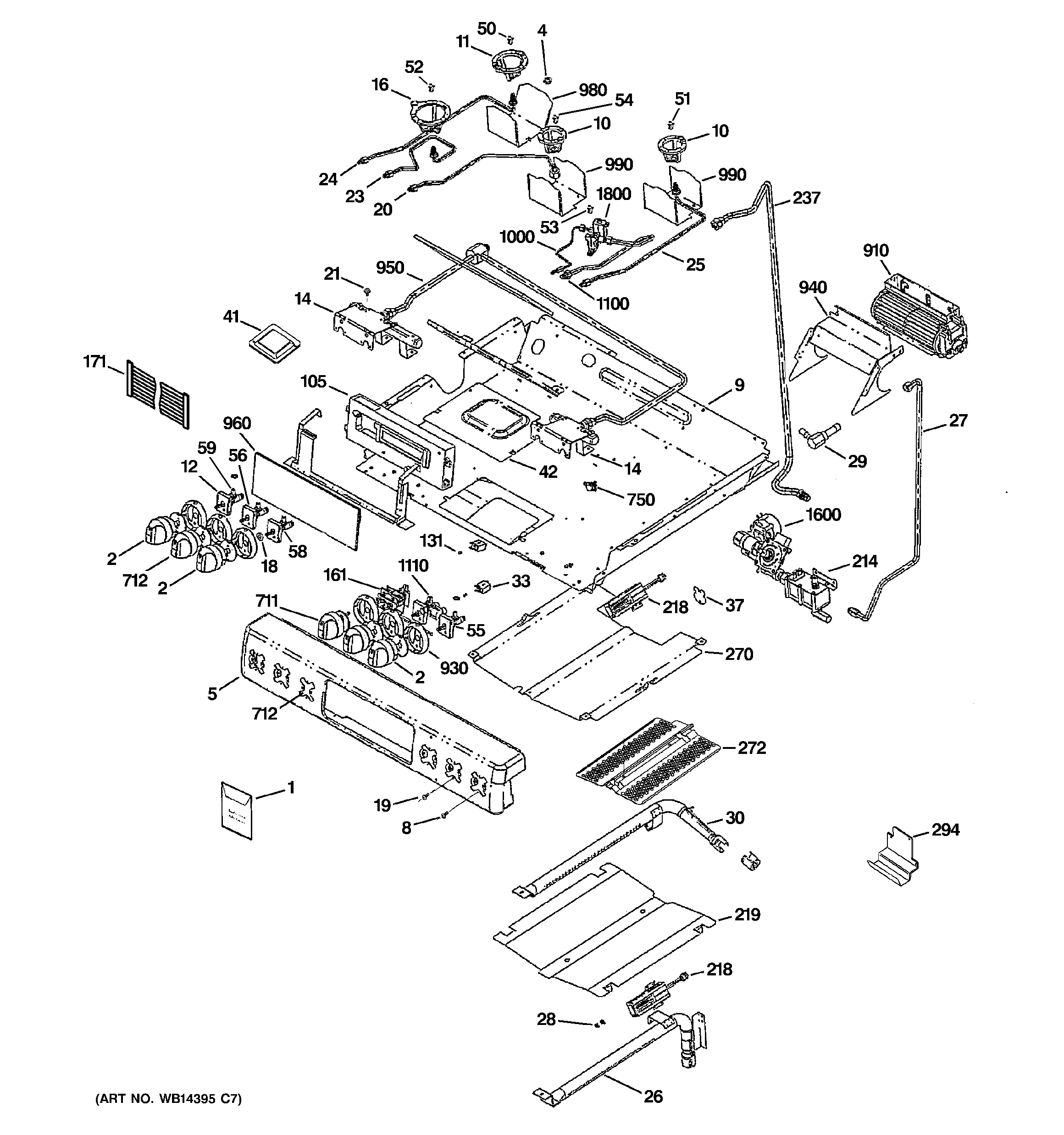 GE CGS980SEM7SS gas & burner parts diagram
