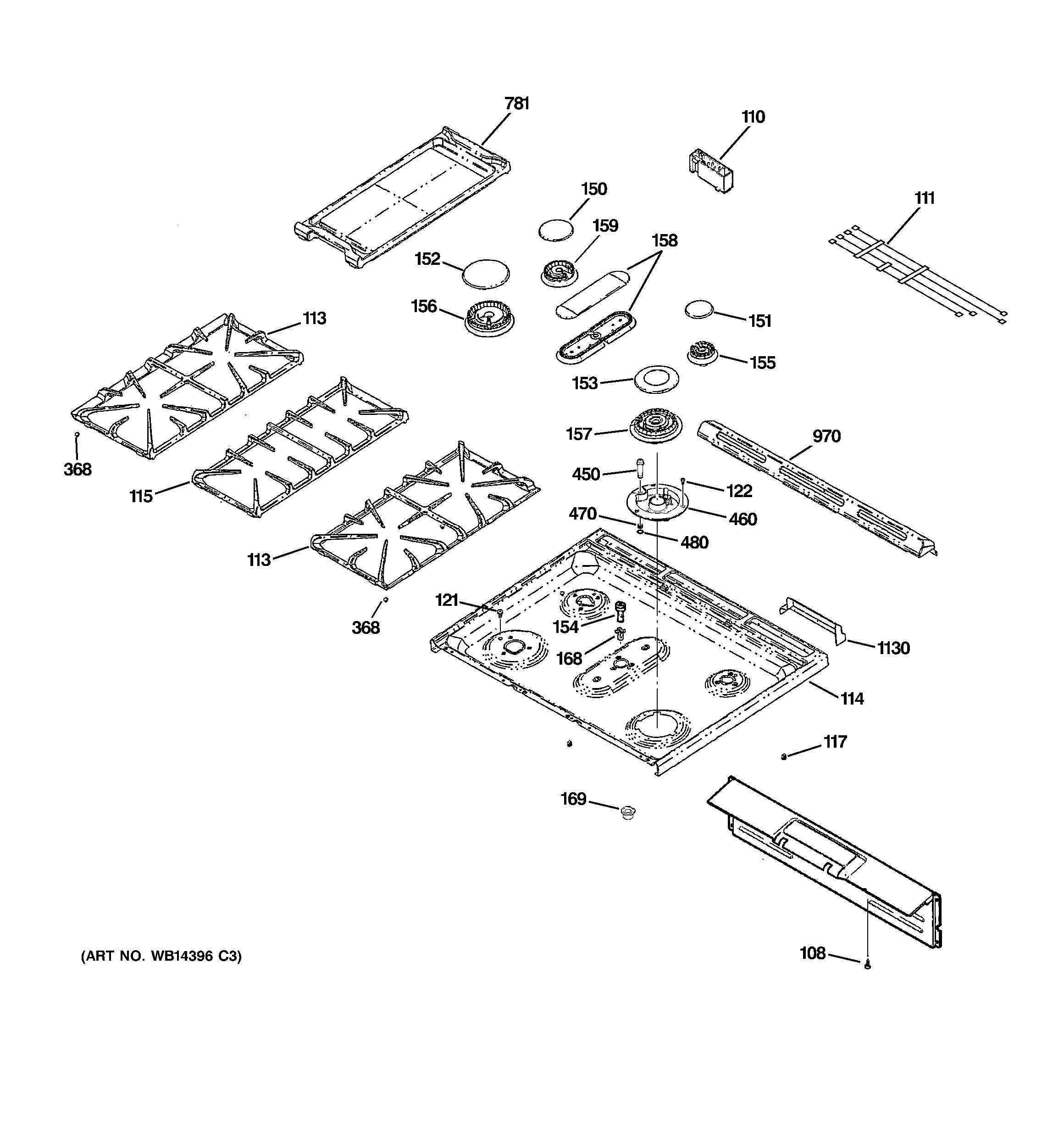 GE CGS980SEM7SS control panel & cooktop diagram