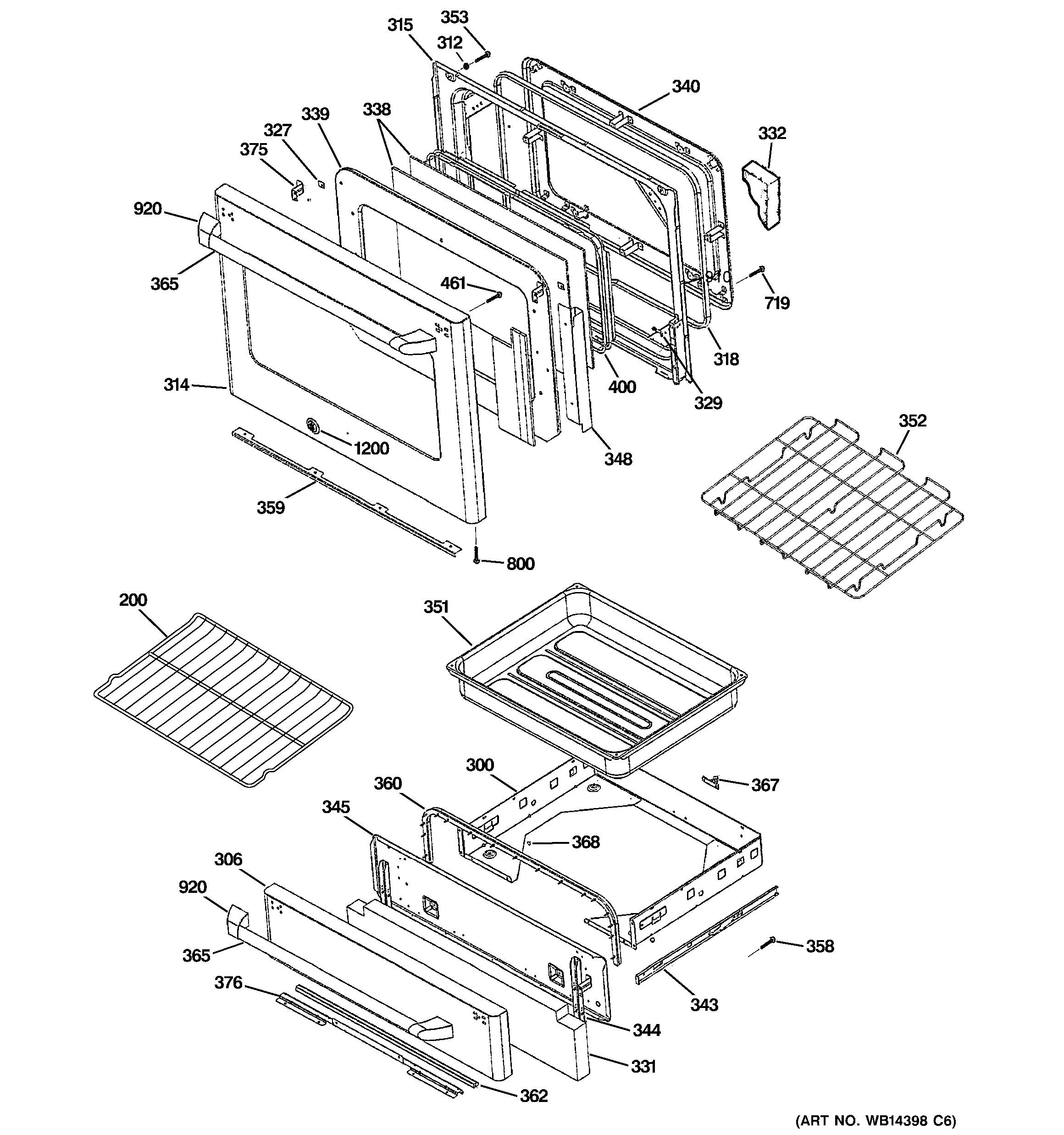 GE CGS980SEM7SS door & drawer parts diagram