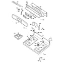 GE JGBP28DEM9WW control panel & cooktop diagram