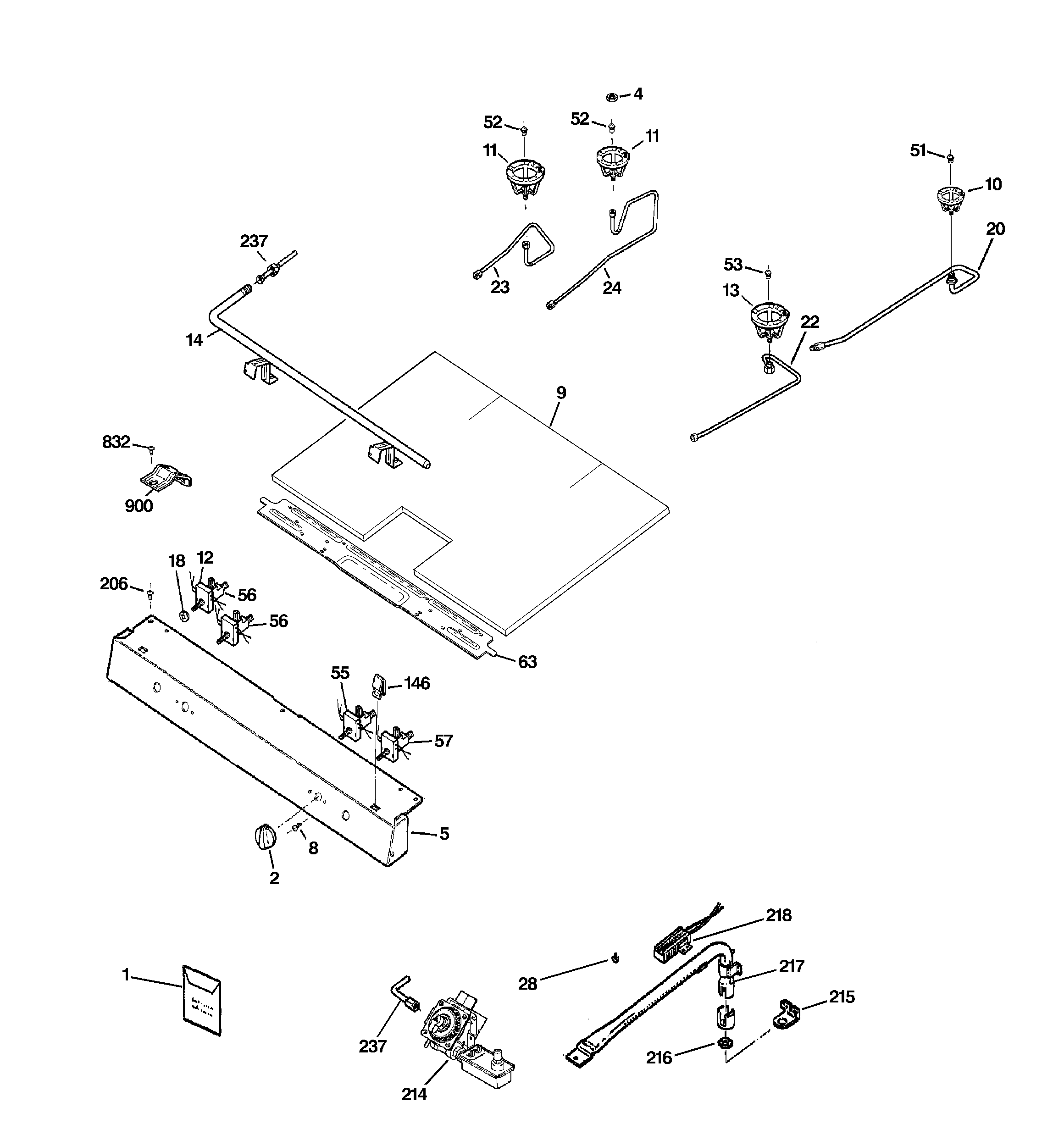 GE JGBS24BEM7CT gas & burner parts diagram
