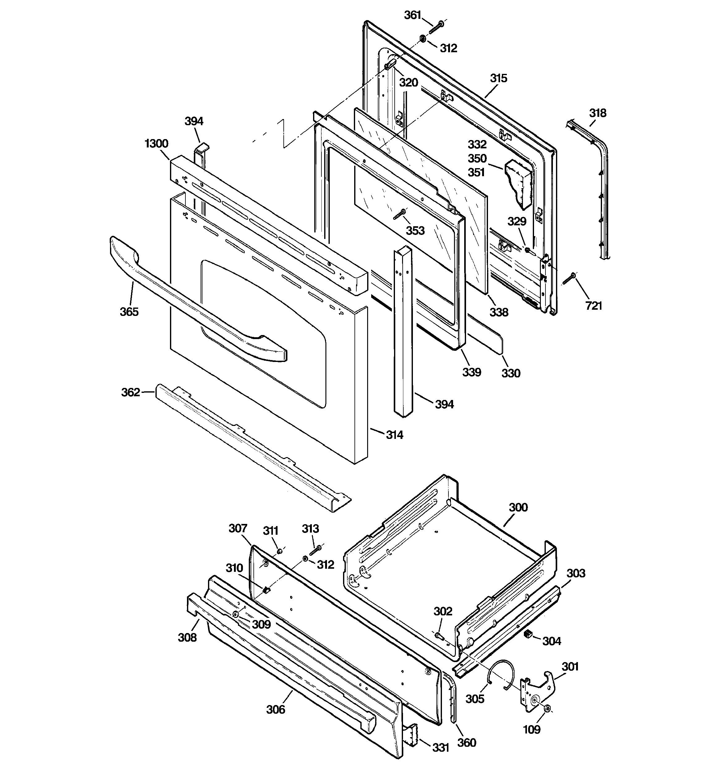GE JGBS24GEM6SS door & drawer parts diagram