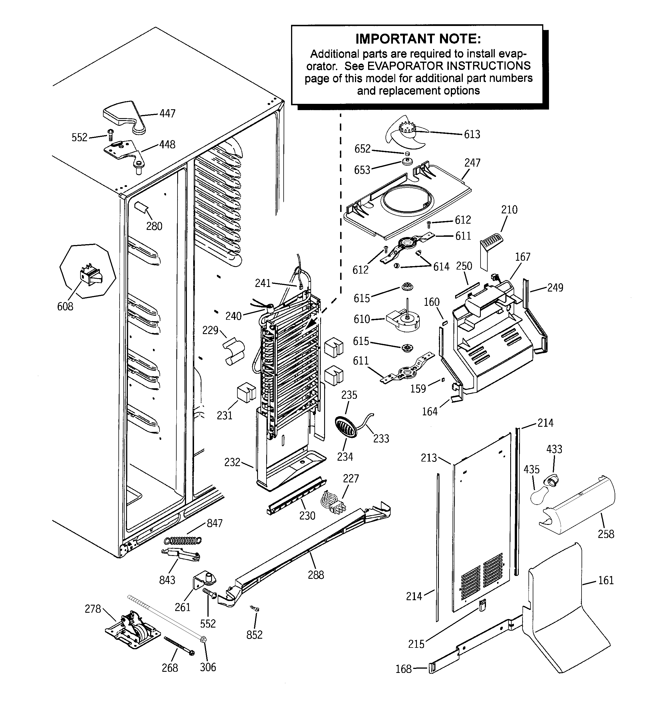 GE GCE21LGYCFSS freezer section diagram