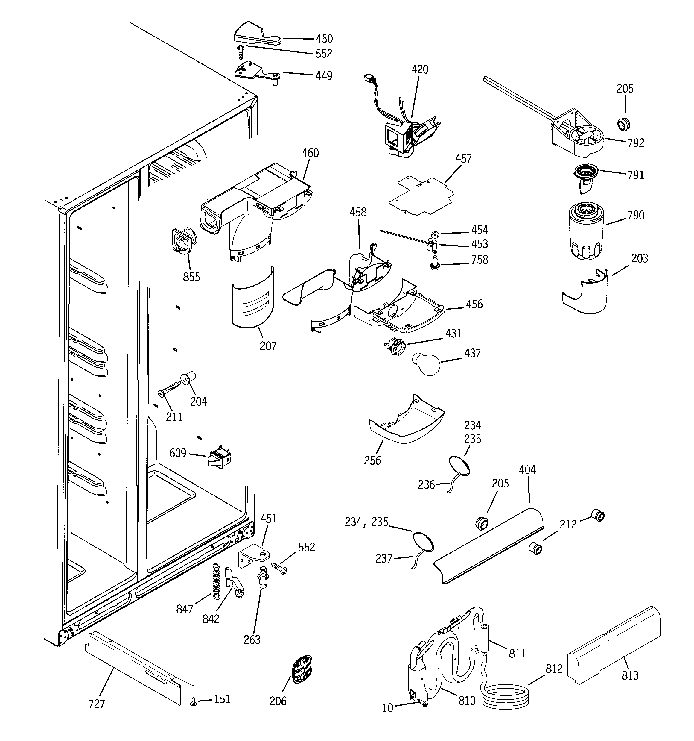 GE GCE21LGYCFSS fresh food section diagram