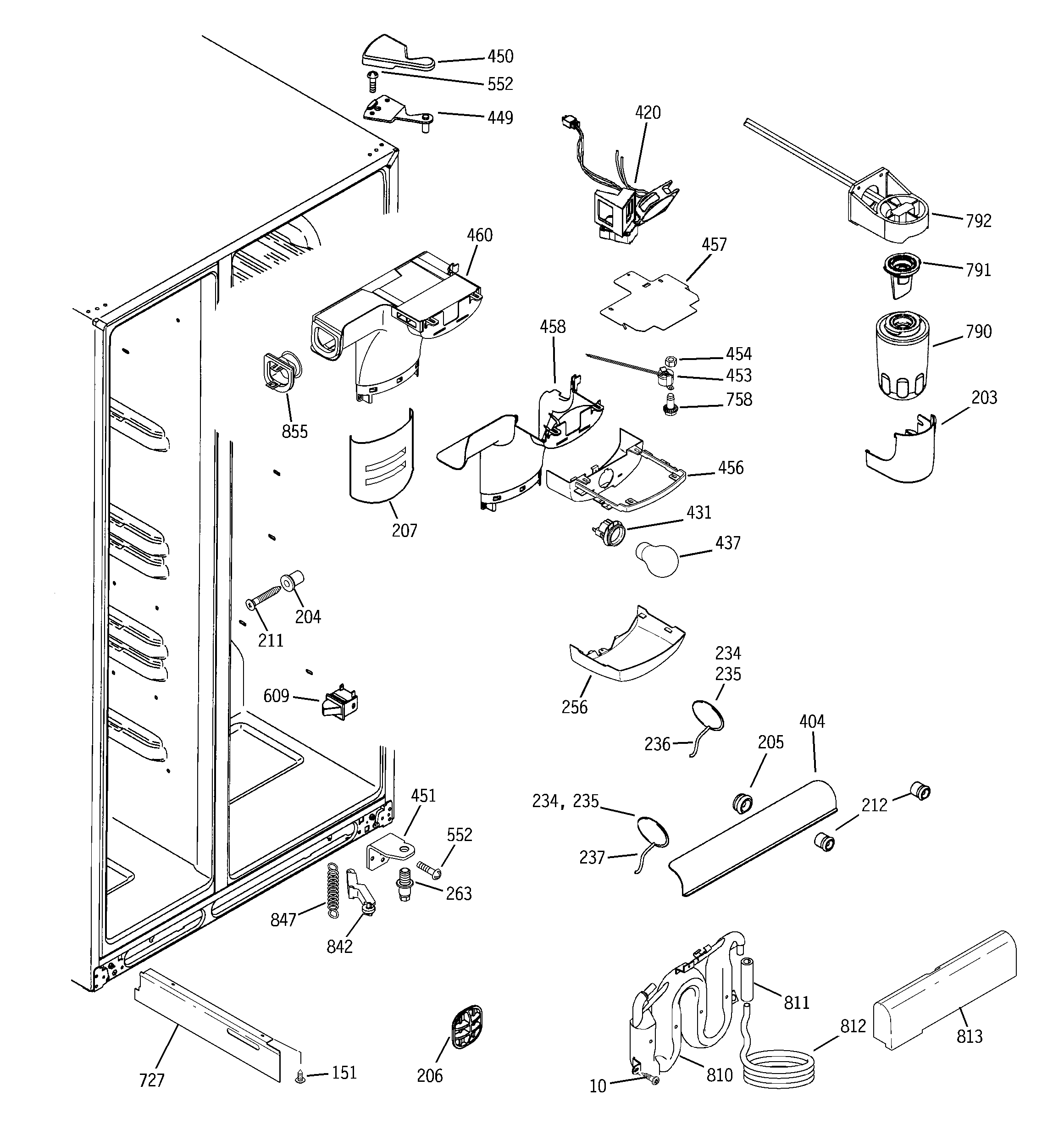GE GCE21LGYCFWW fresh food section diagram