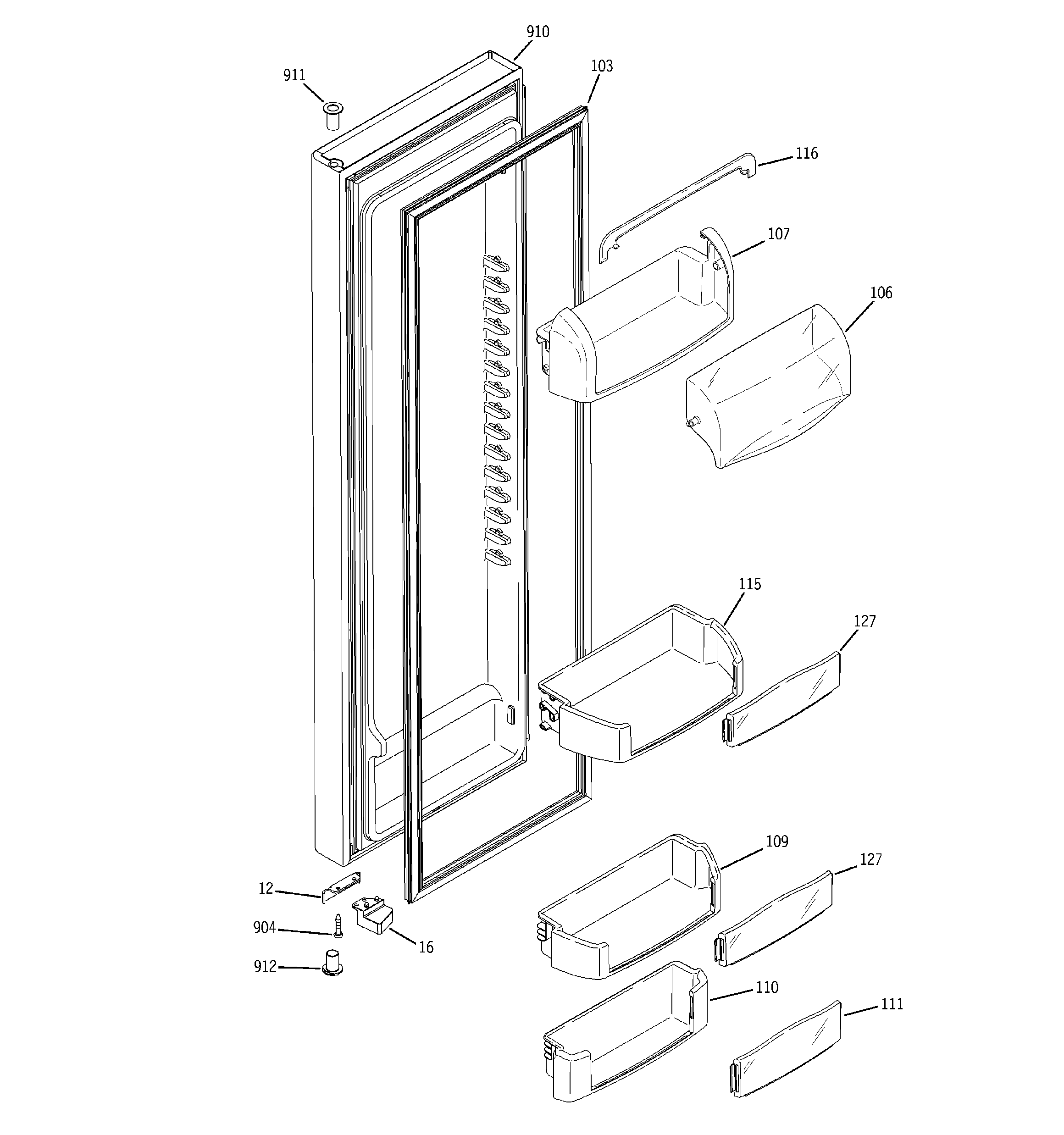 GE GCE23LGYCFNB fresh food door diagram