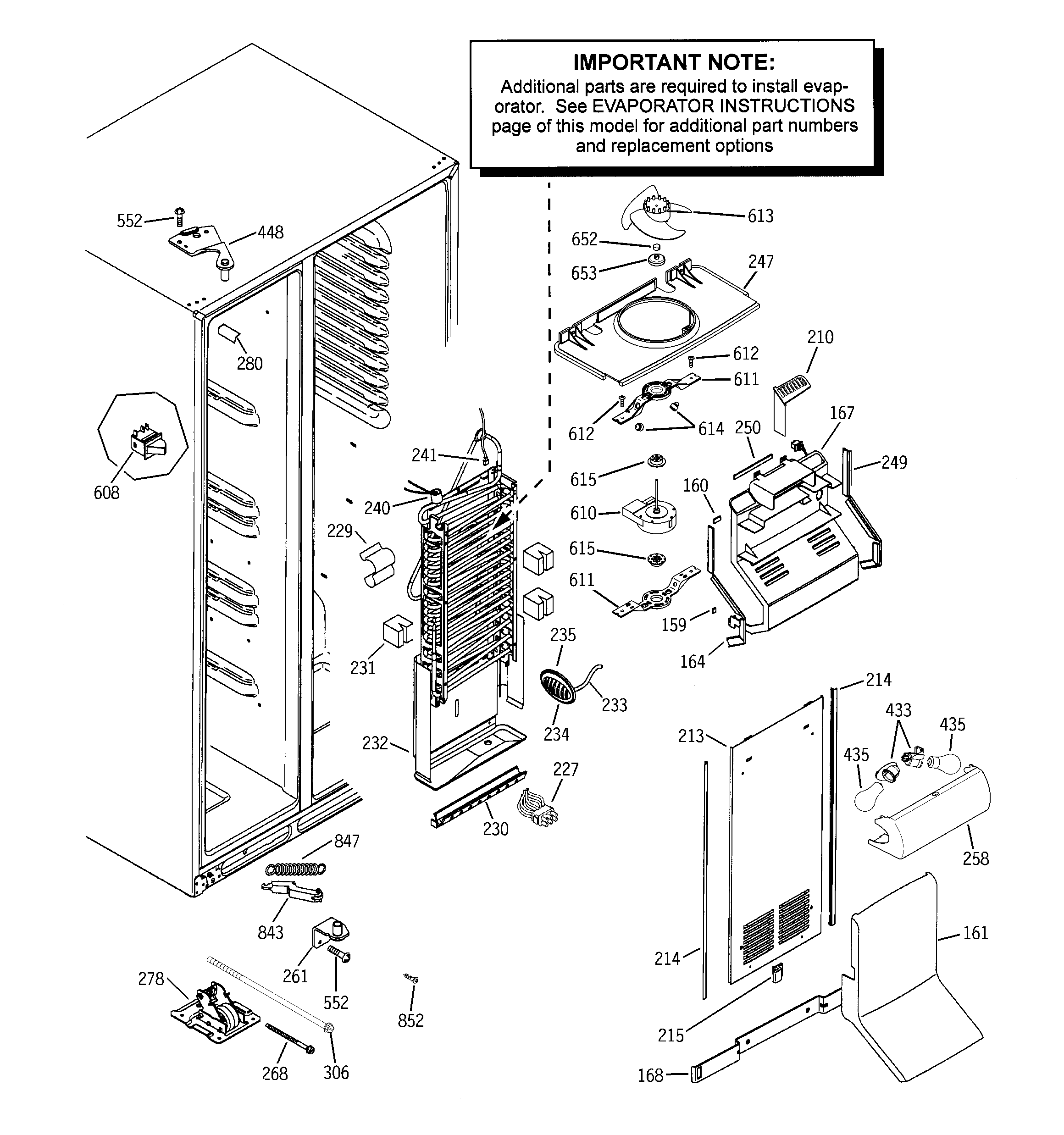 GE GCE23LGYCFNB freezer section diagram
