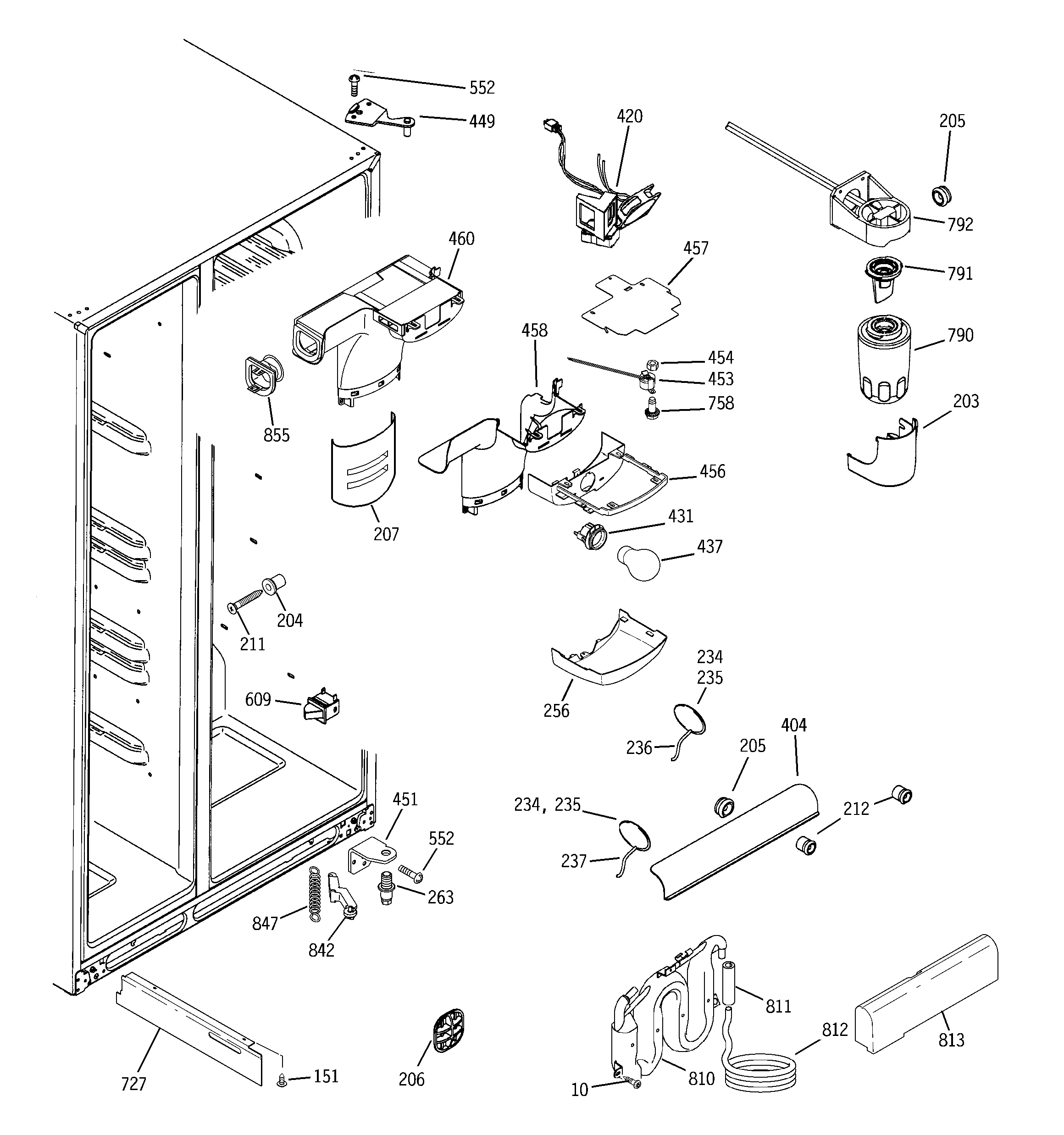 GE GCE23LGYCFNB fresh food section diagram