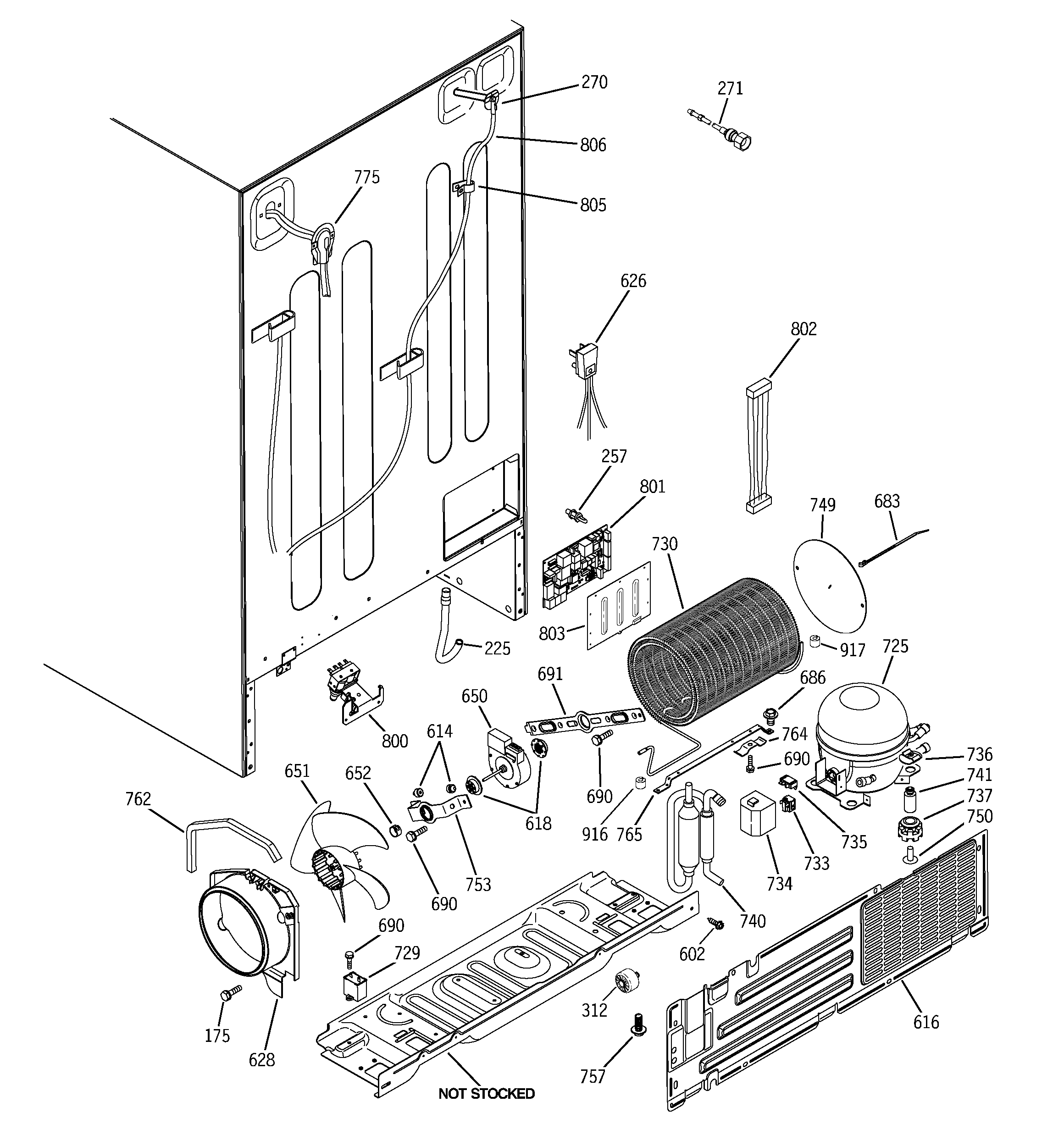GE GCE23LGYCFNB sealed system & mother board diagram