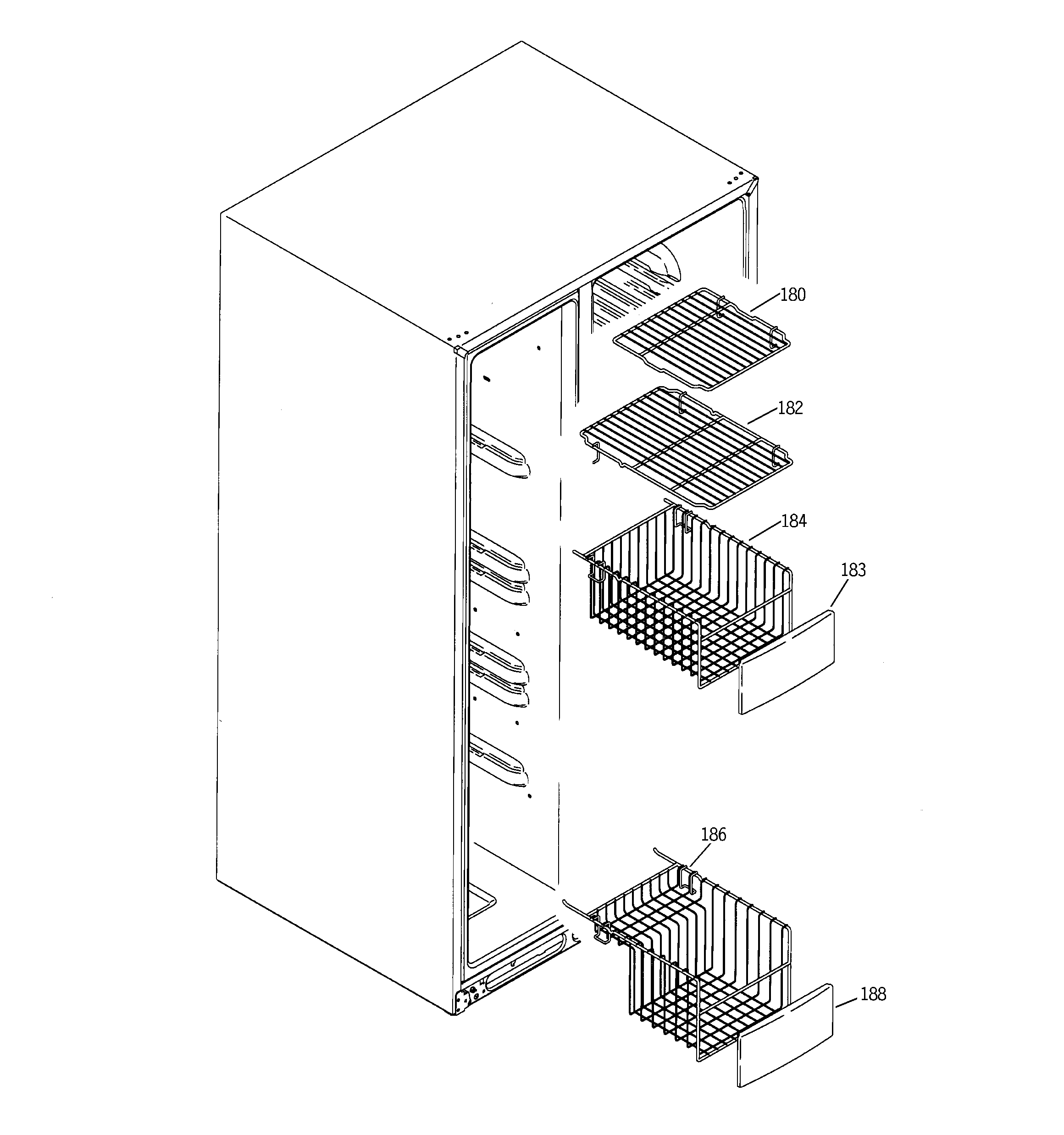 GE GCE23LGYCFSS freezer shelves diagram