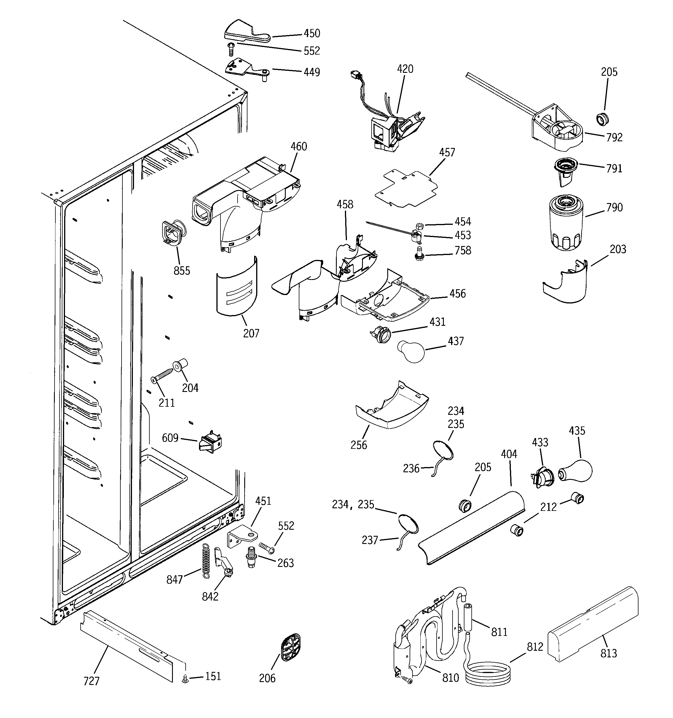 GE GCE23LGYCFSS fresh food section diagram