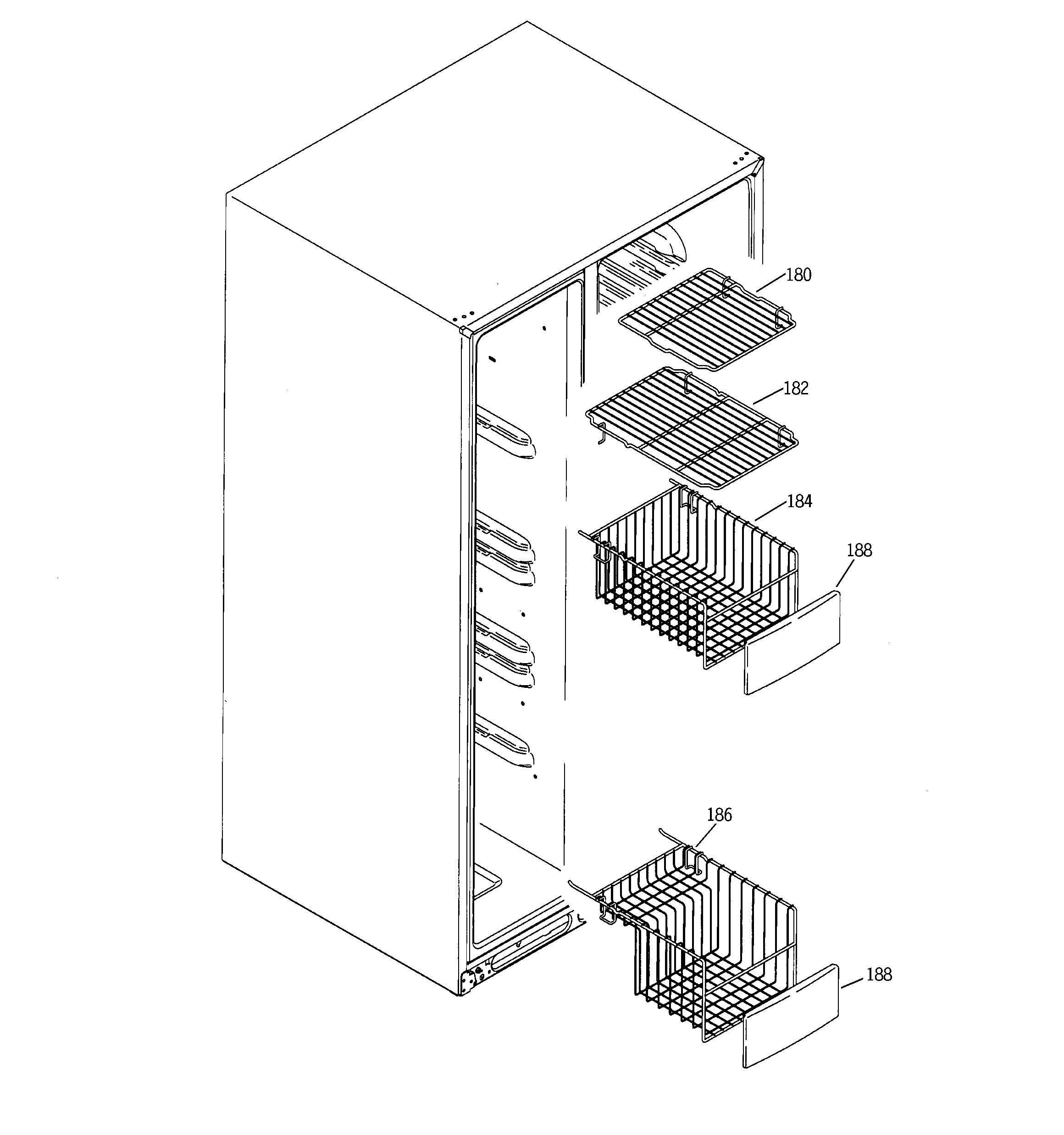 GE GCE23LGYCFWW freezer shelves diagram