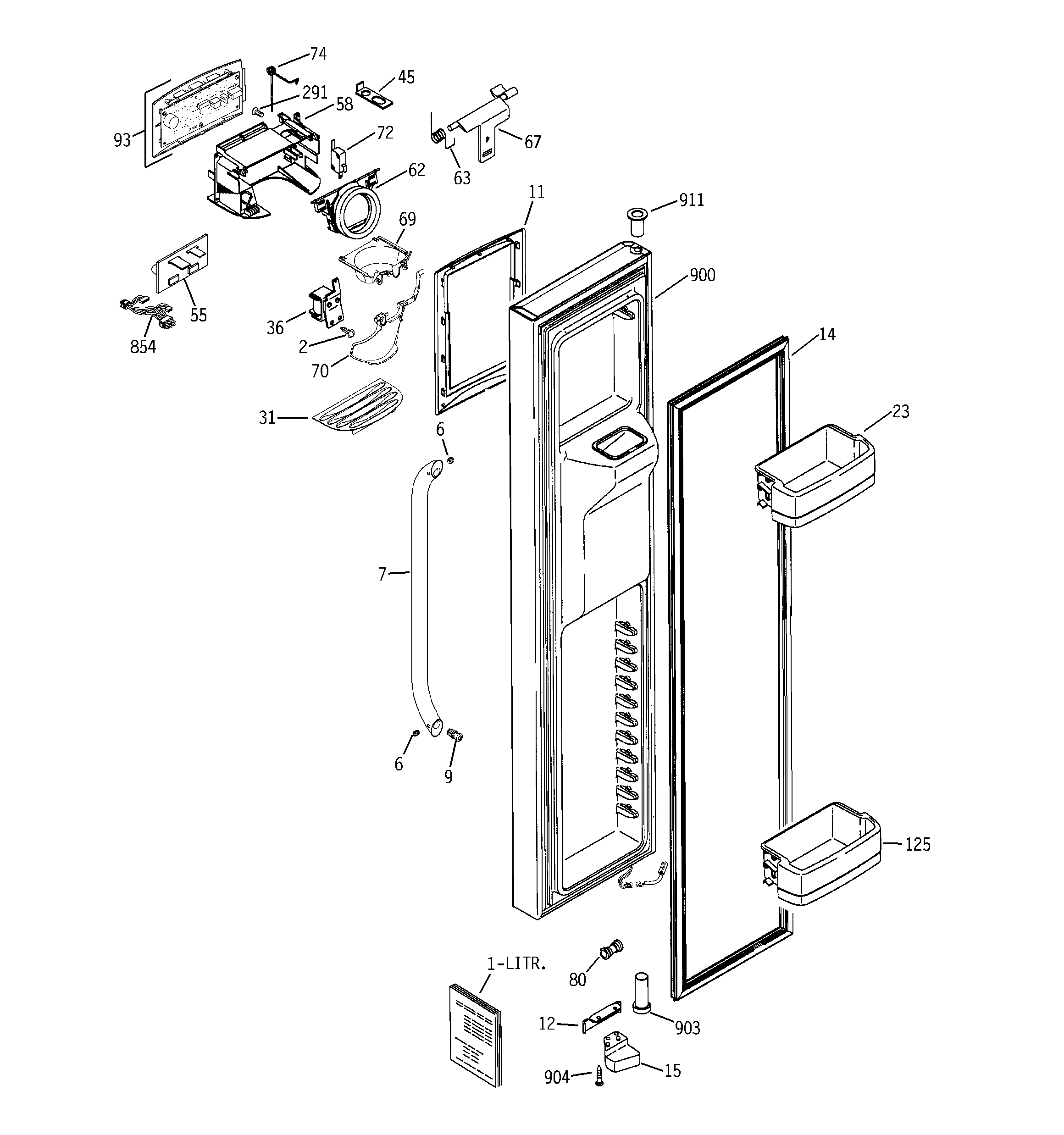 GE GCE23LHYCFSS freezer door diagram