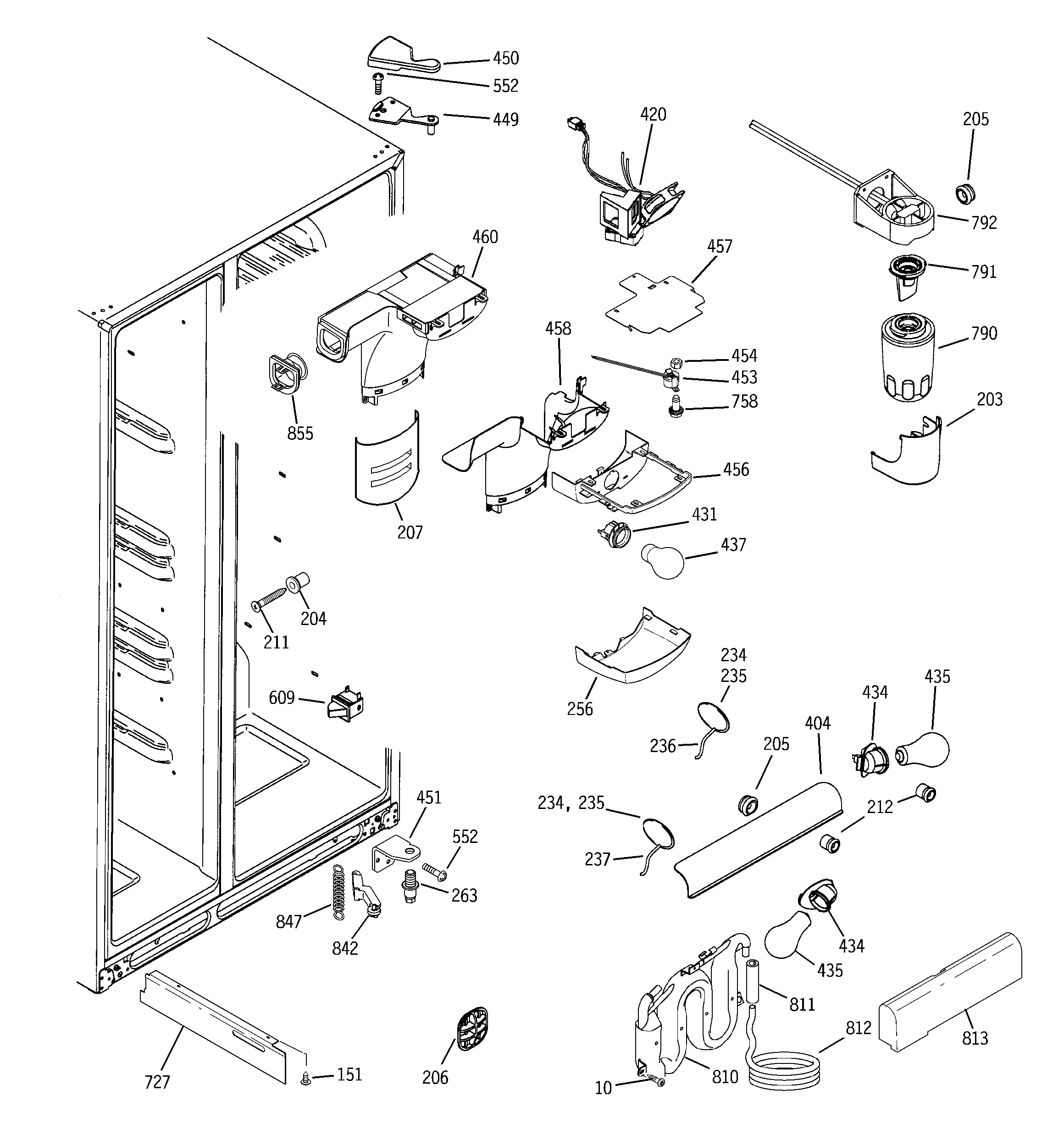 GE GCE23LHYCFSS fresh food section diagram