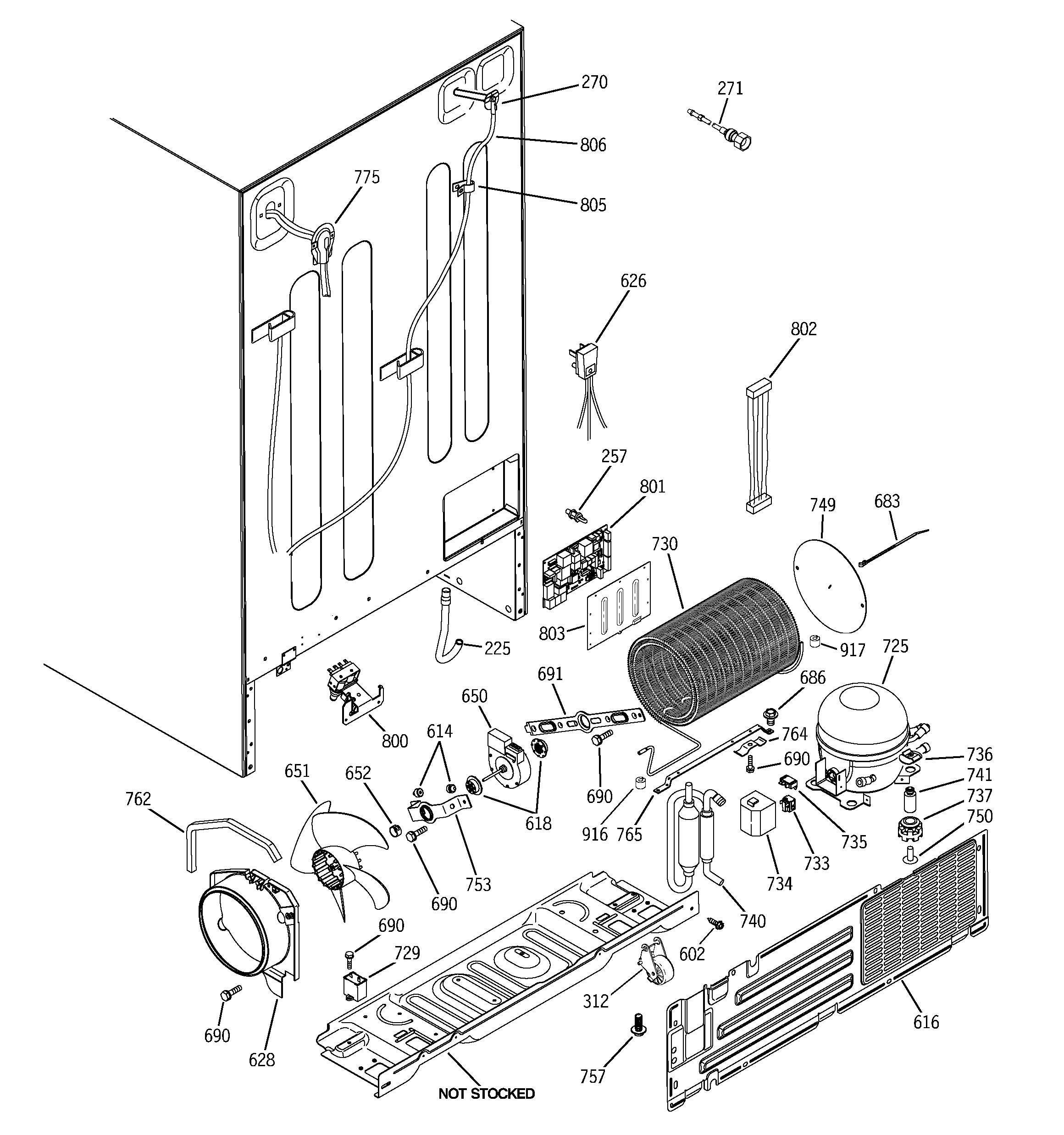 GE GCU23LGYCFSS sealed system & mother board diagram