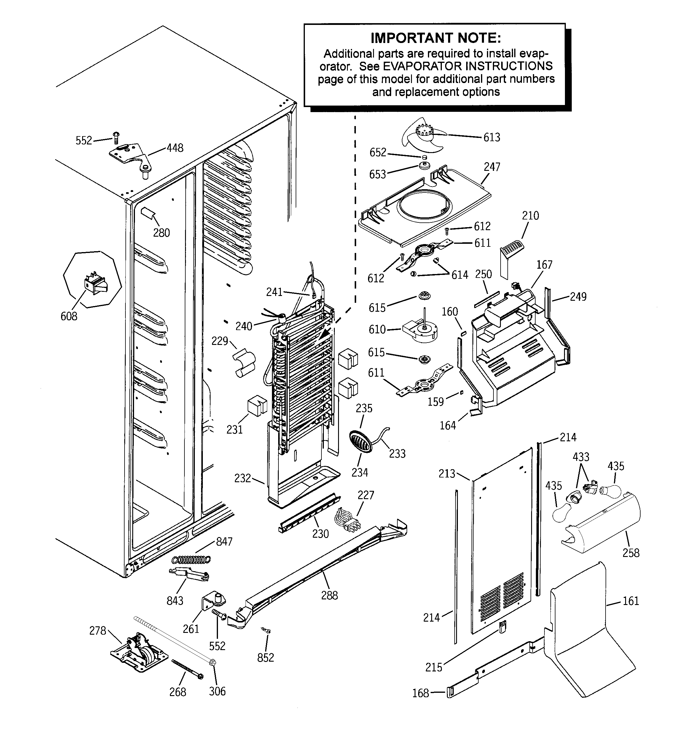 GE GIE21LGYCFKB freezer section diagram