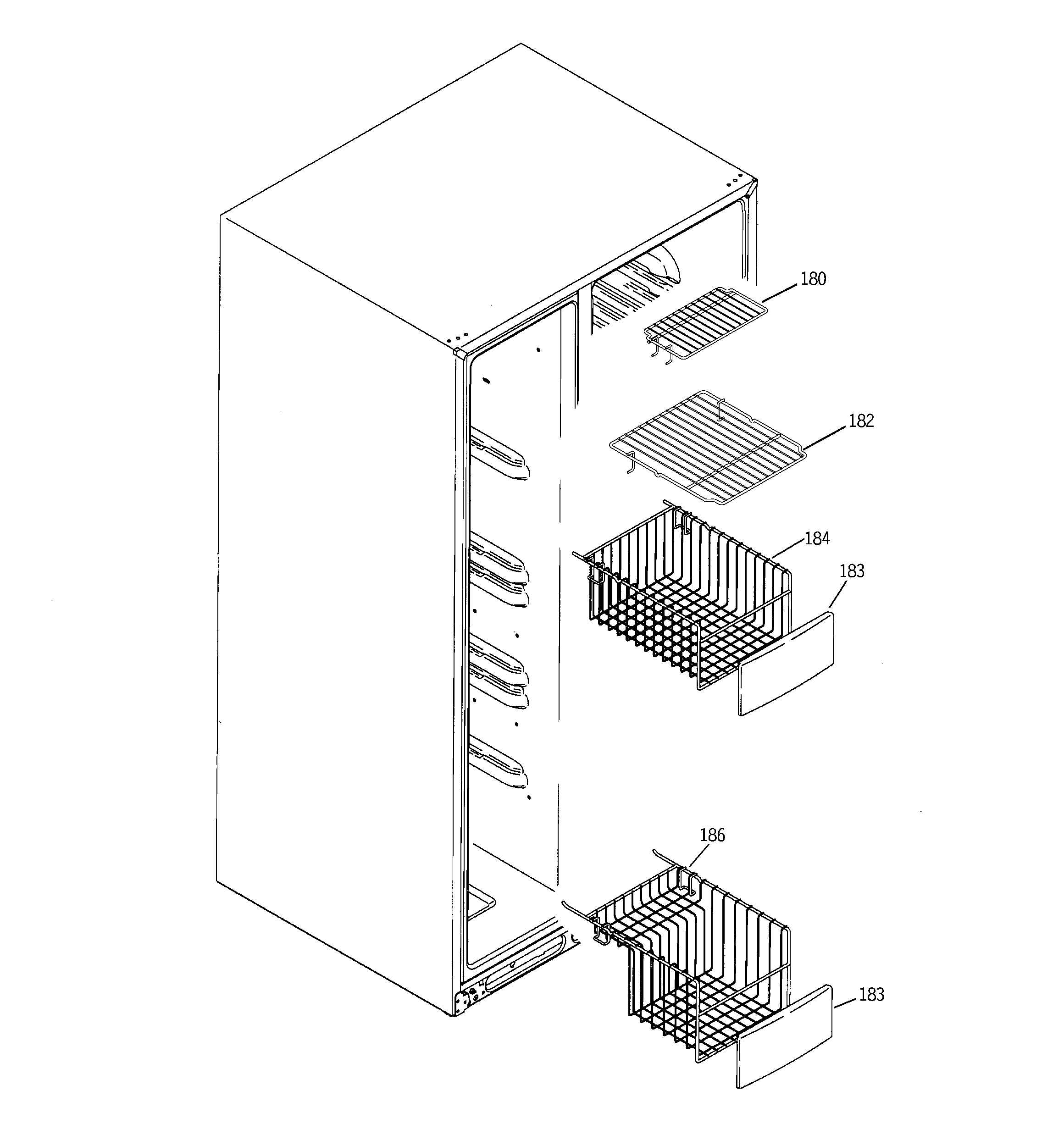 GE GIE21LGYCFKB freezer shelves diagram