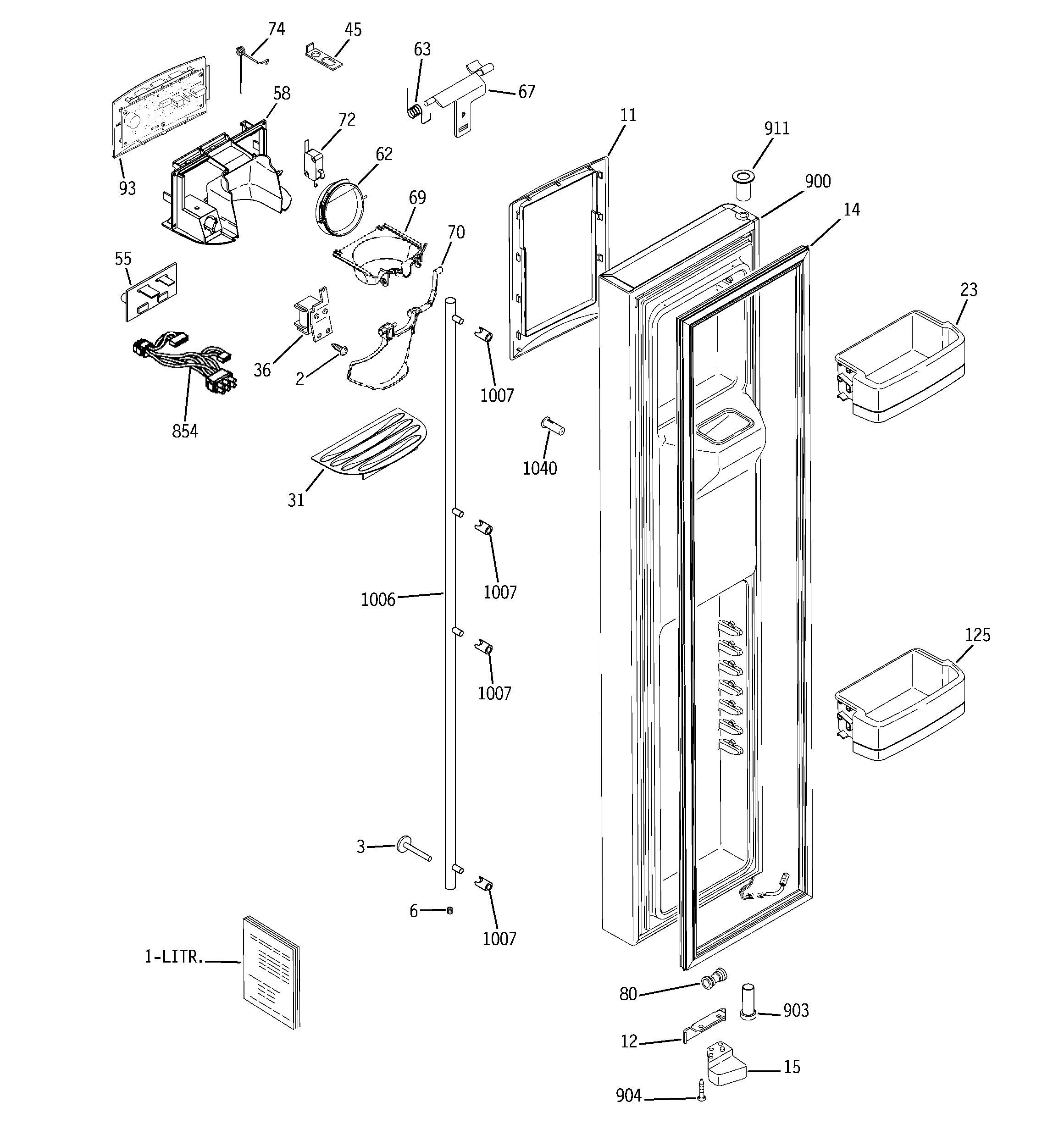 GE GWE23LGYCFSS freezer door diagram