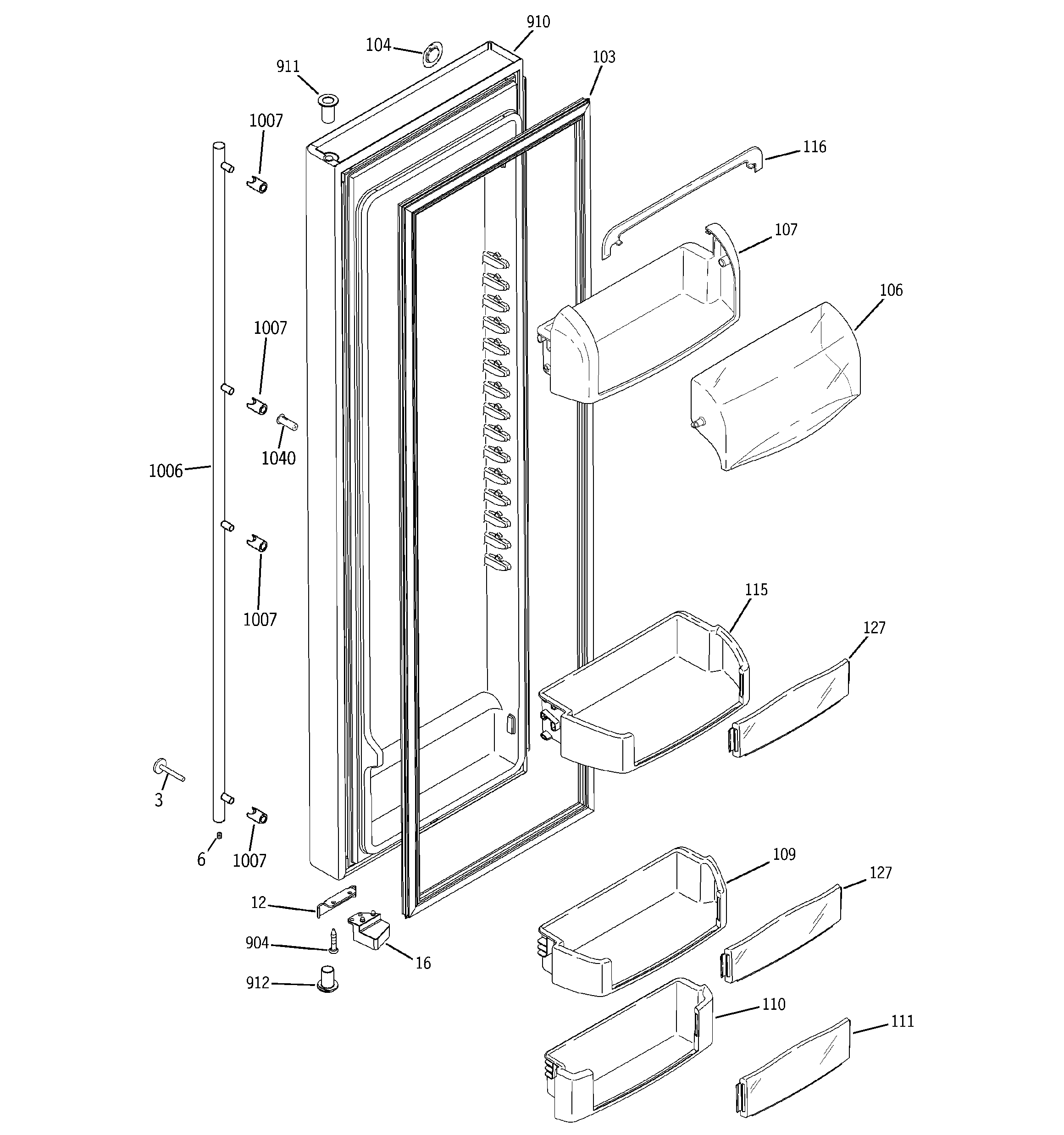 GE GWE23LGYCFSS fresh food door diagram