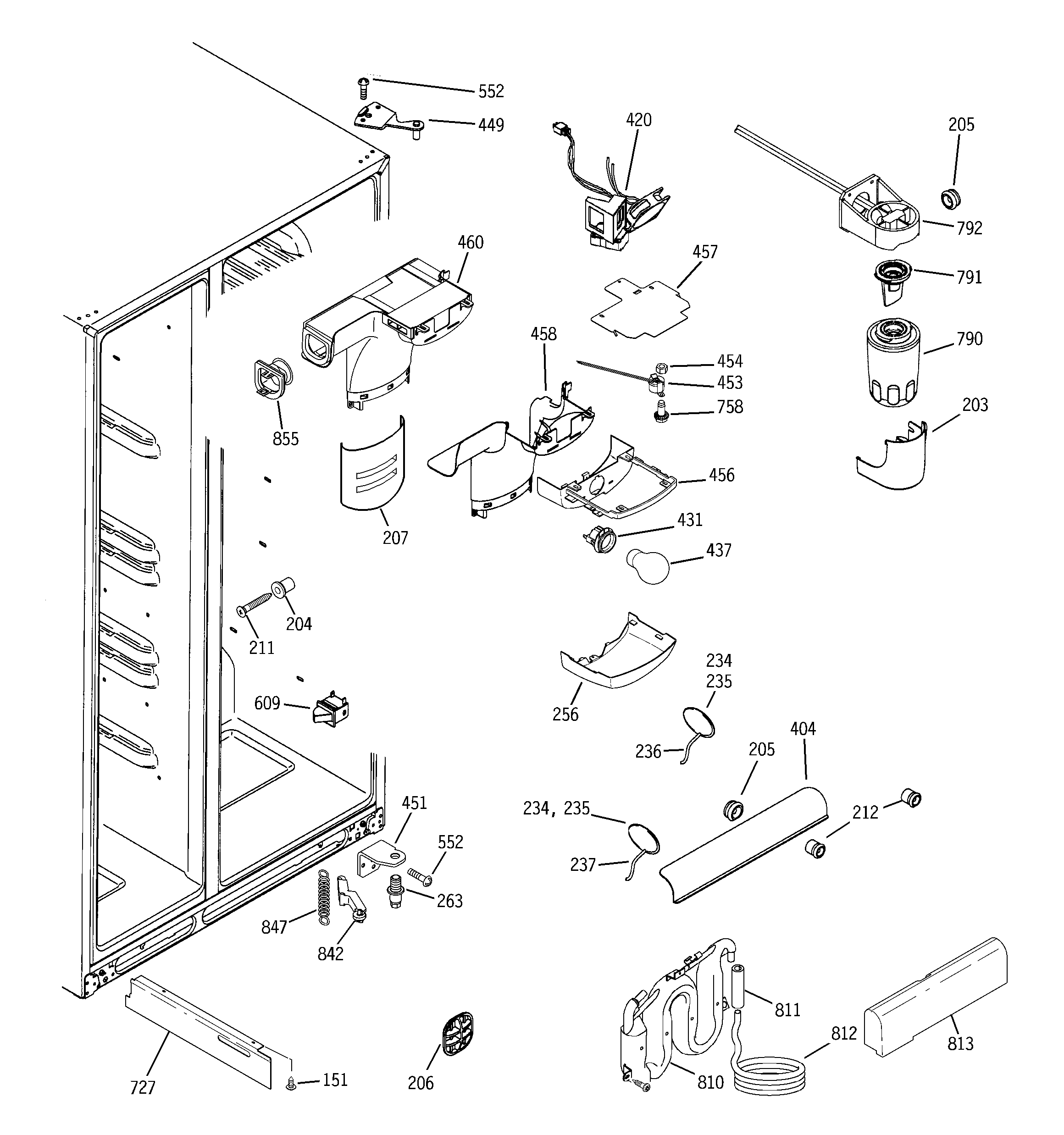 GE GWU23LGYCFSS fresh food section diagram