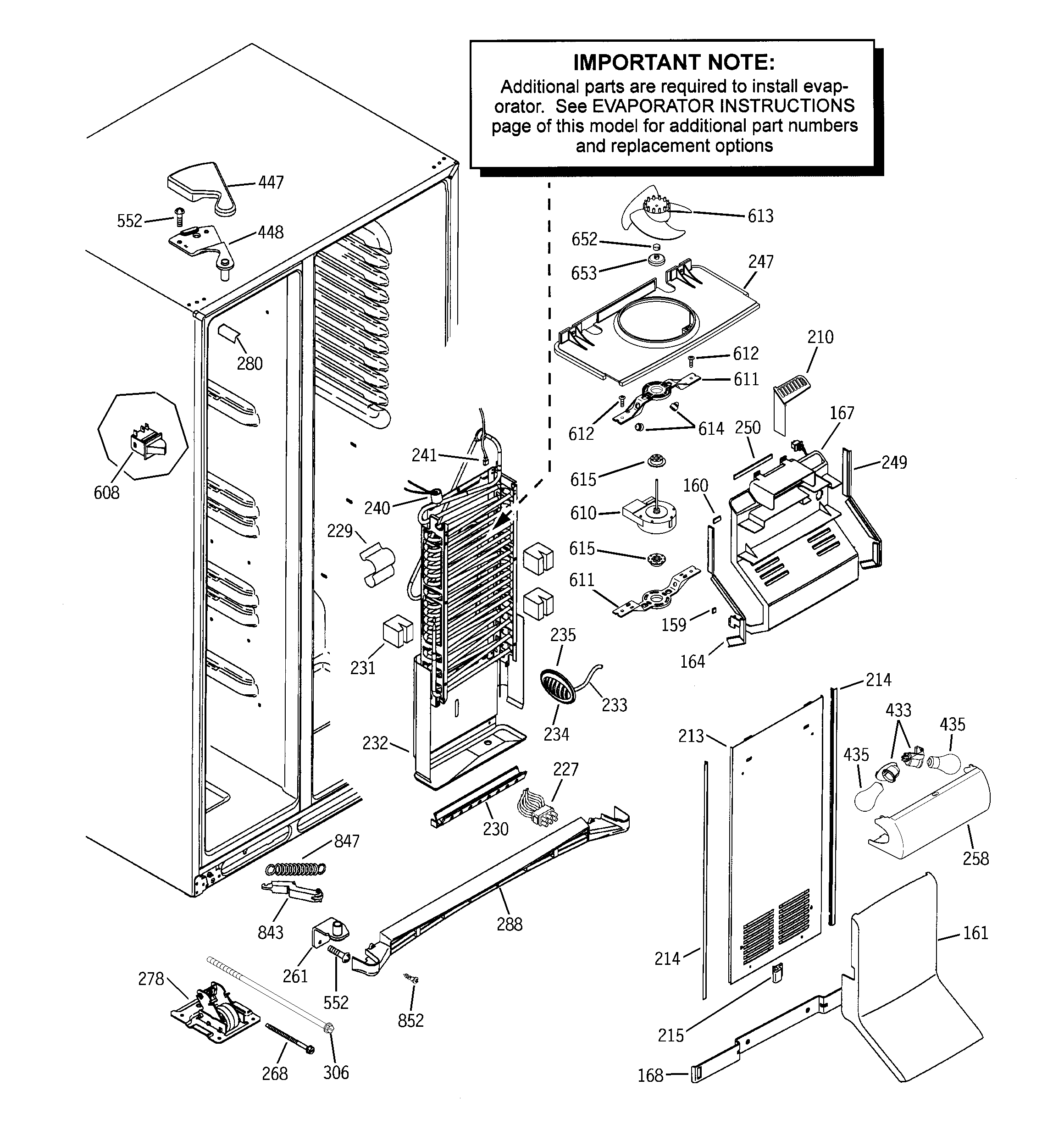 GE PCE23NGTLFWW freezer section diagram