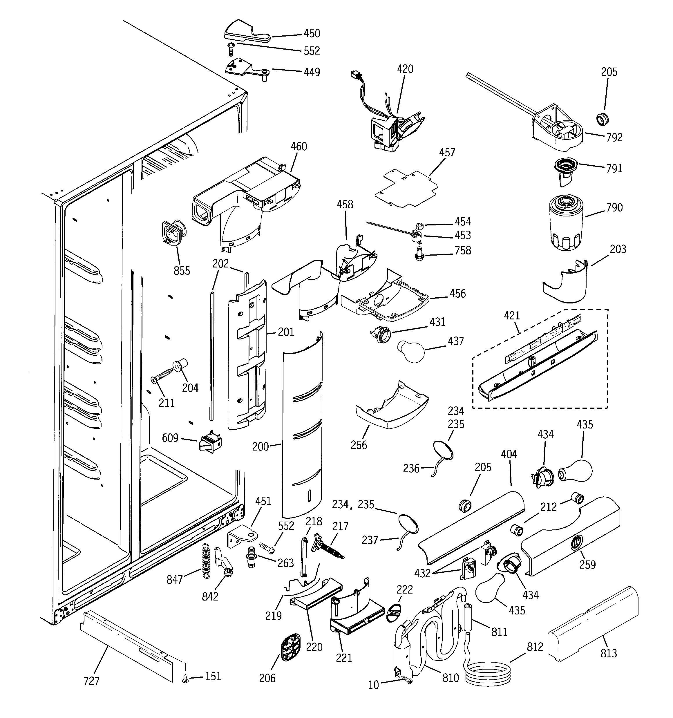 GE PCE23NGTLFWW fresh food section diagram