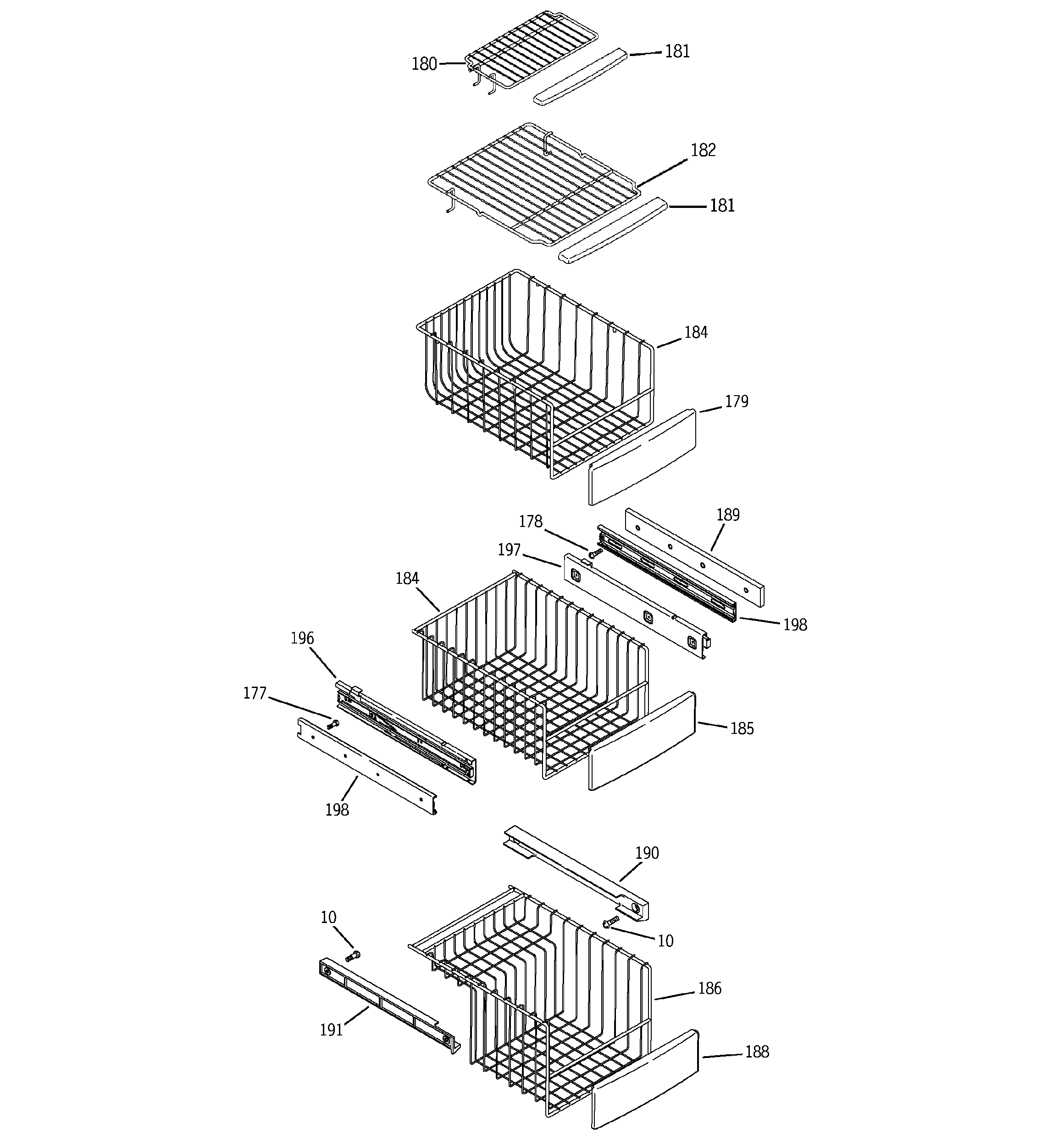 GE PCE23NHWJFSS freezer shelves diagram