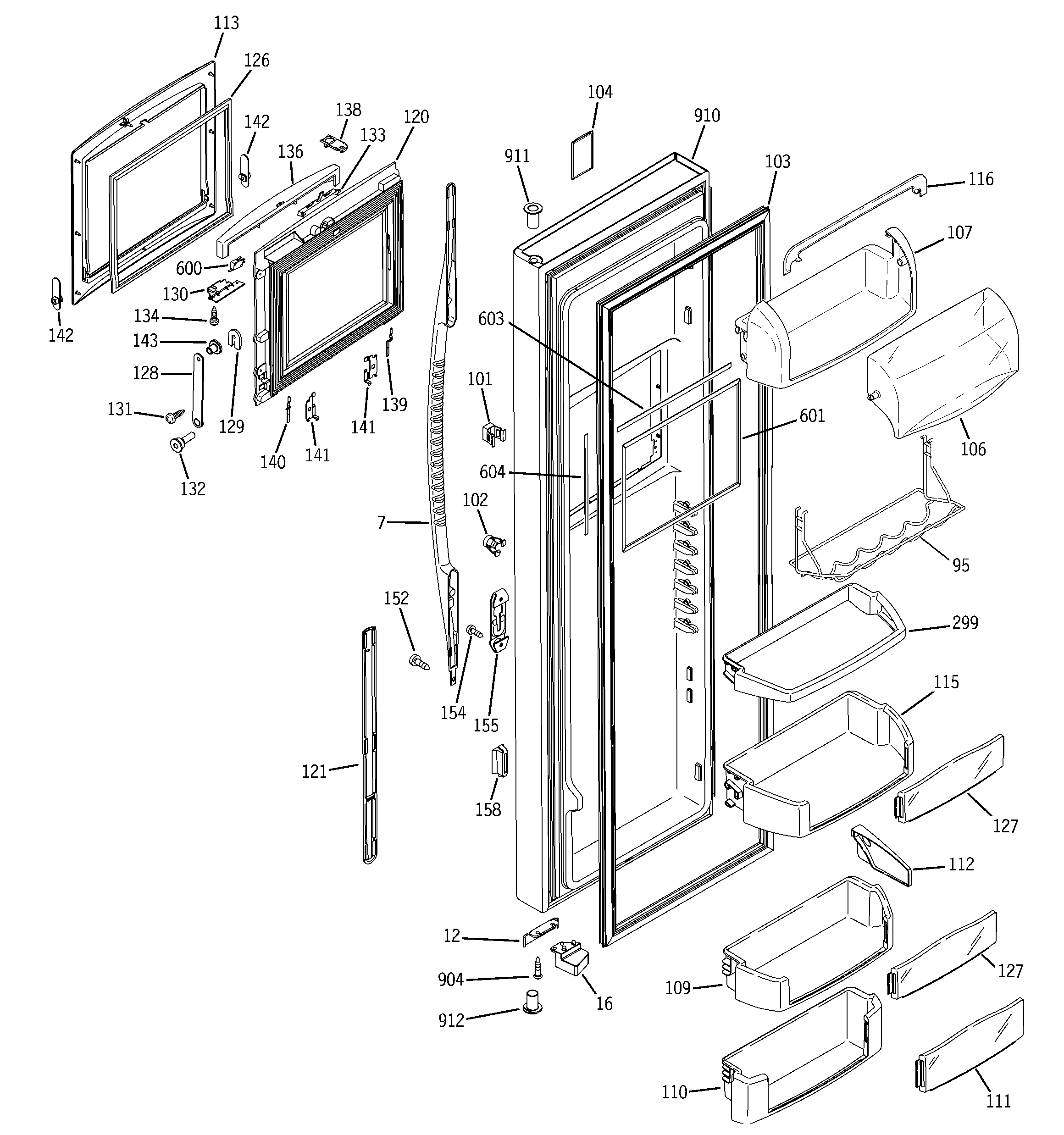 GE PCE23NHWJFWW fresh food door diagram