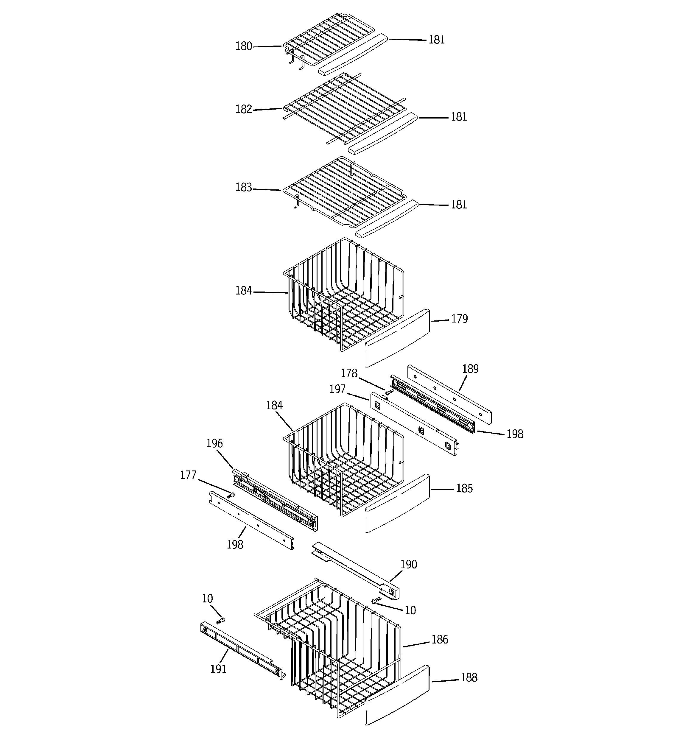 GE PCU23TGXEFSS freezer shelves diagram