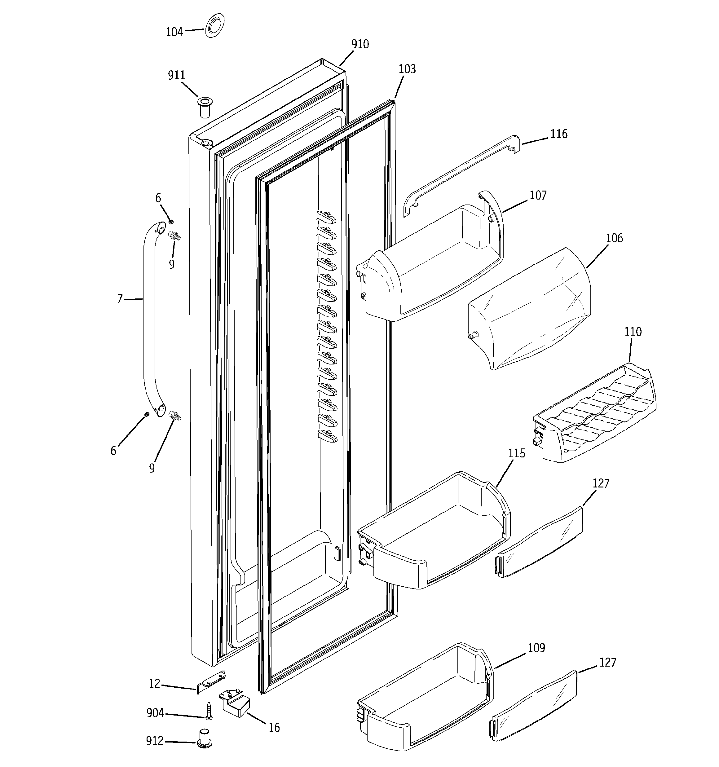 GE GSHS5KGXDCSS fresh food door diagram