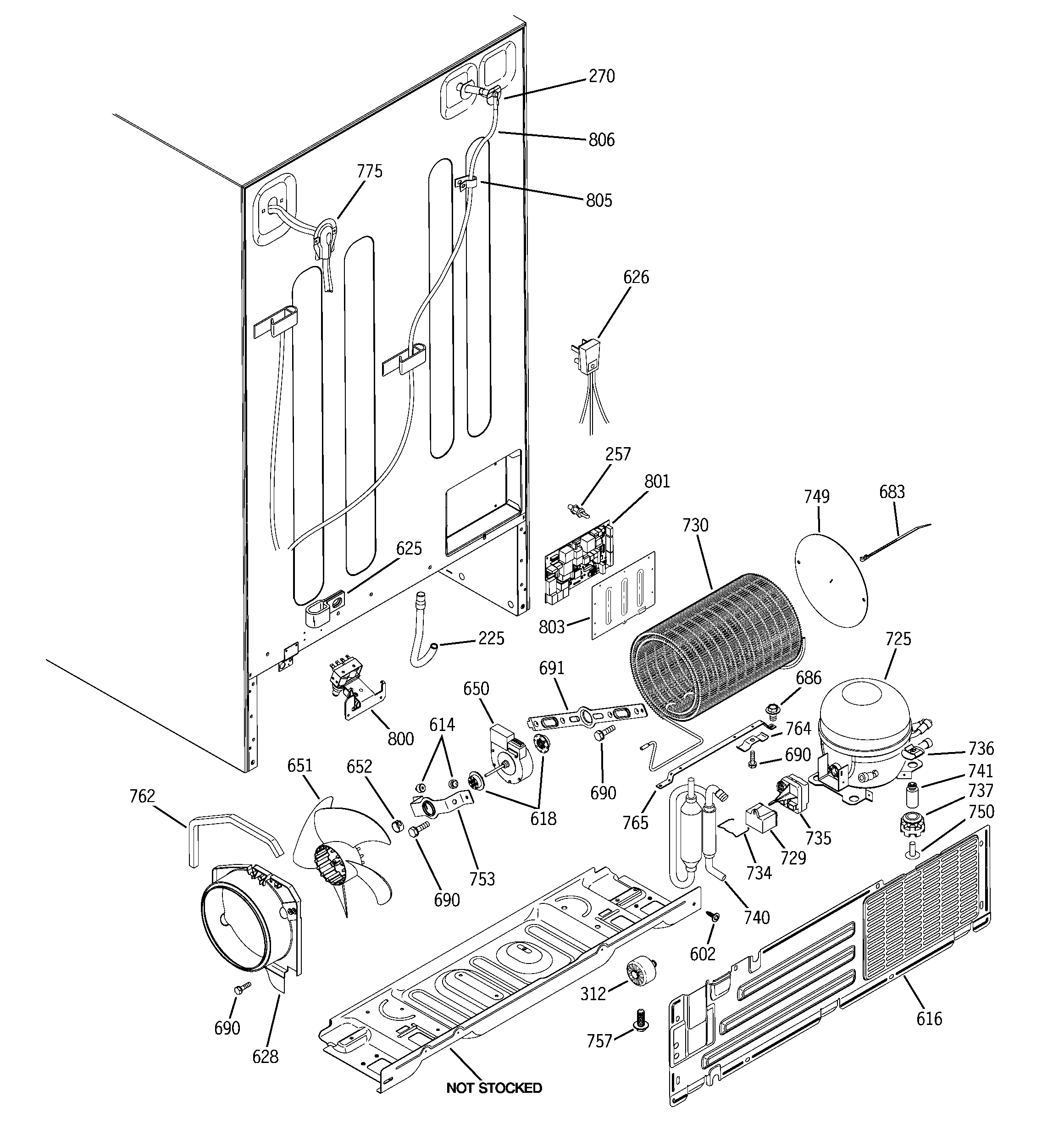 GE GSHS5KGXDCSS sealed system & mother board diagram