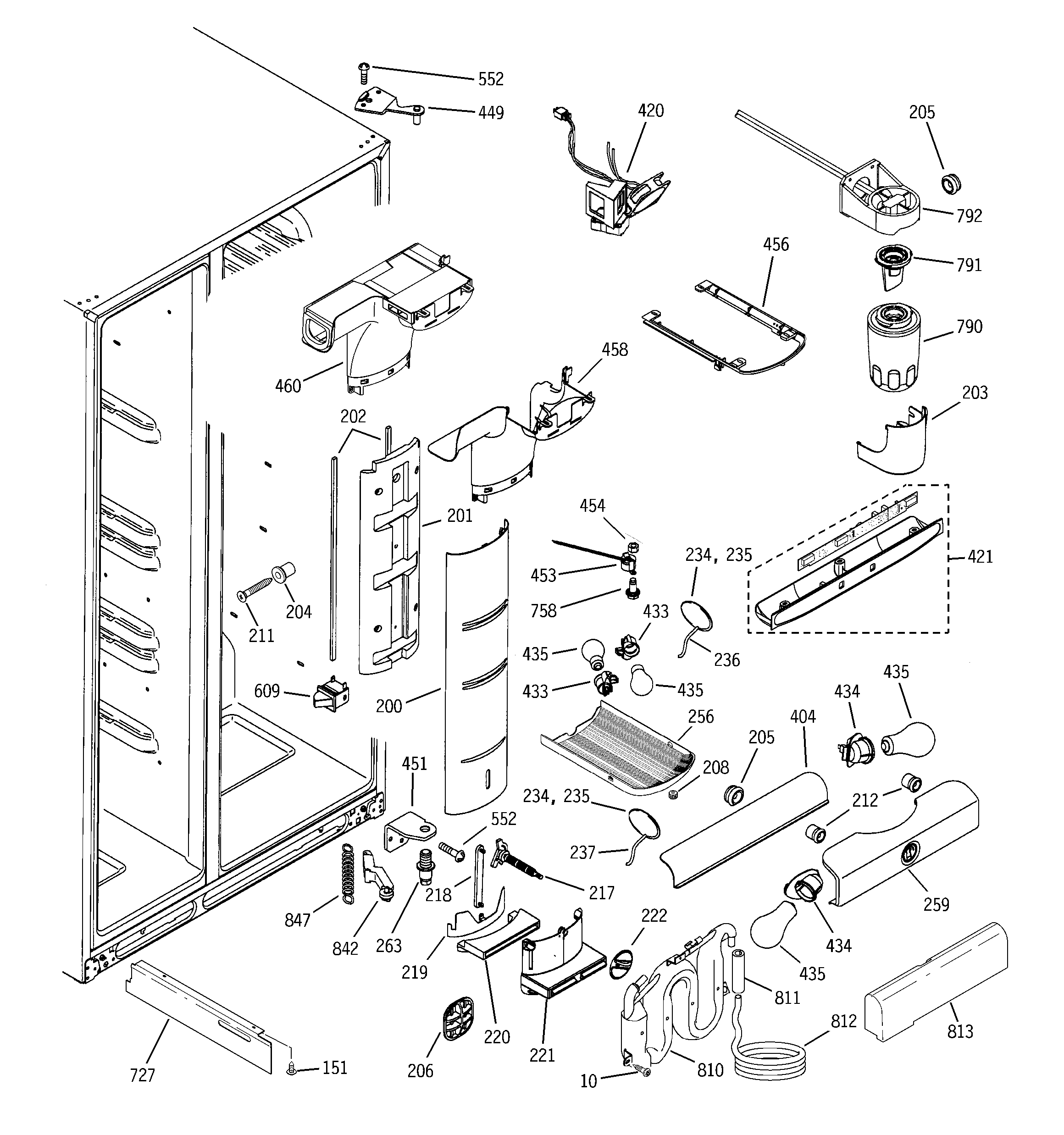 GE PSI23MGTABV fresh food section diagram