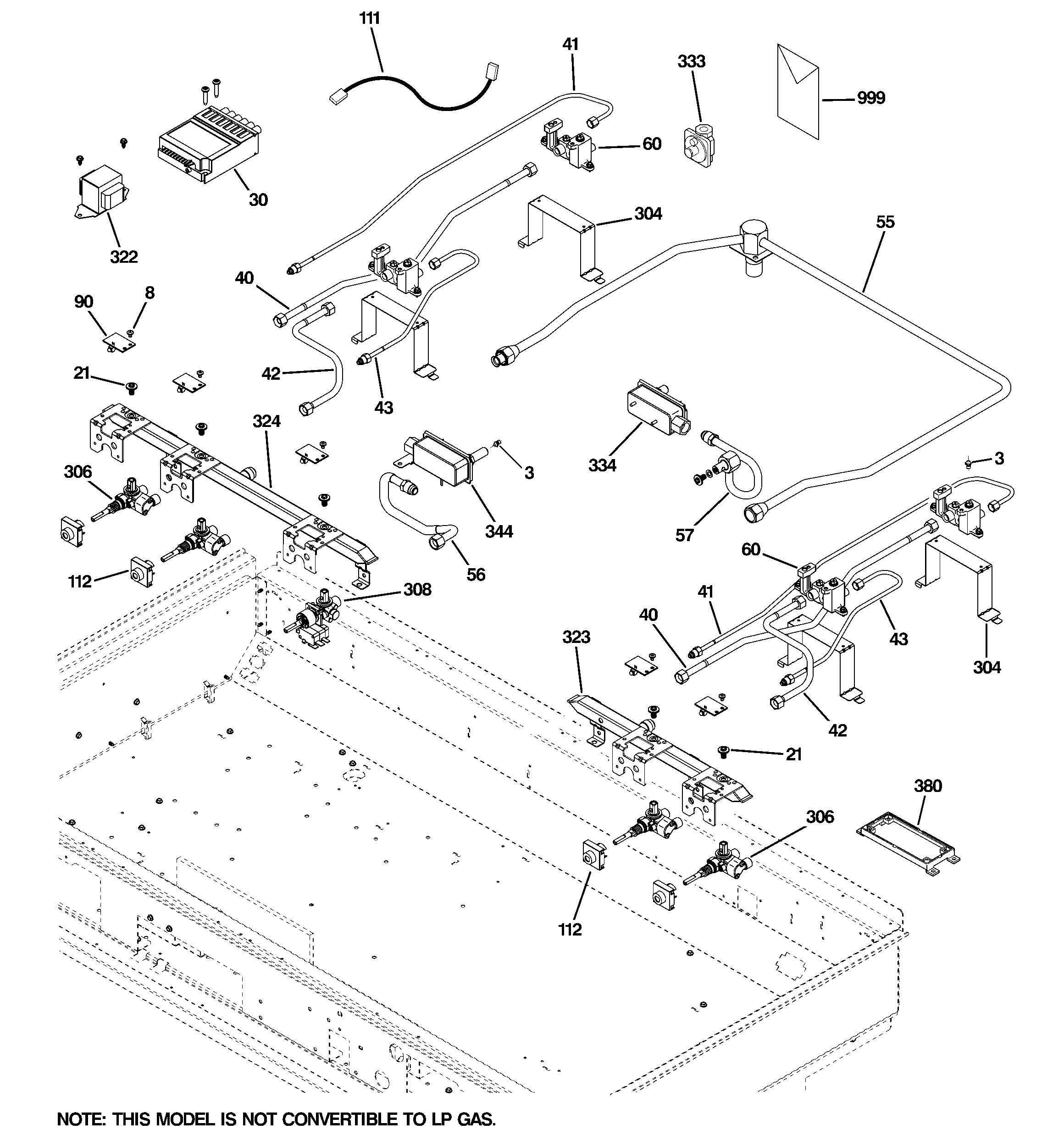 GE ZGU484NGP5SS gas & burner parts diagram
