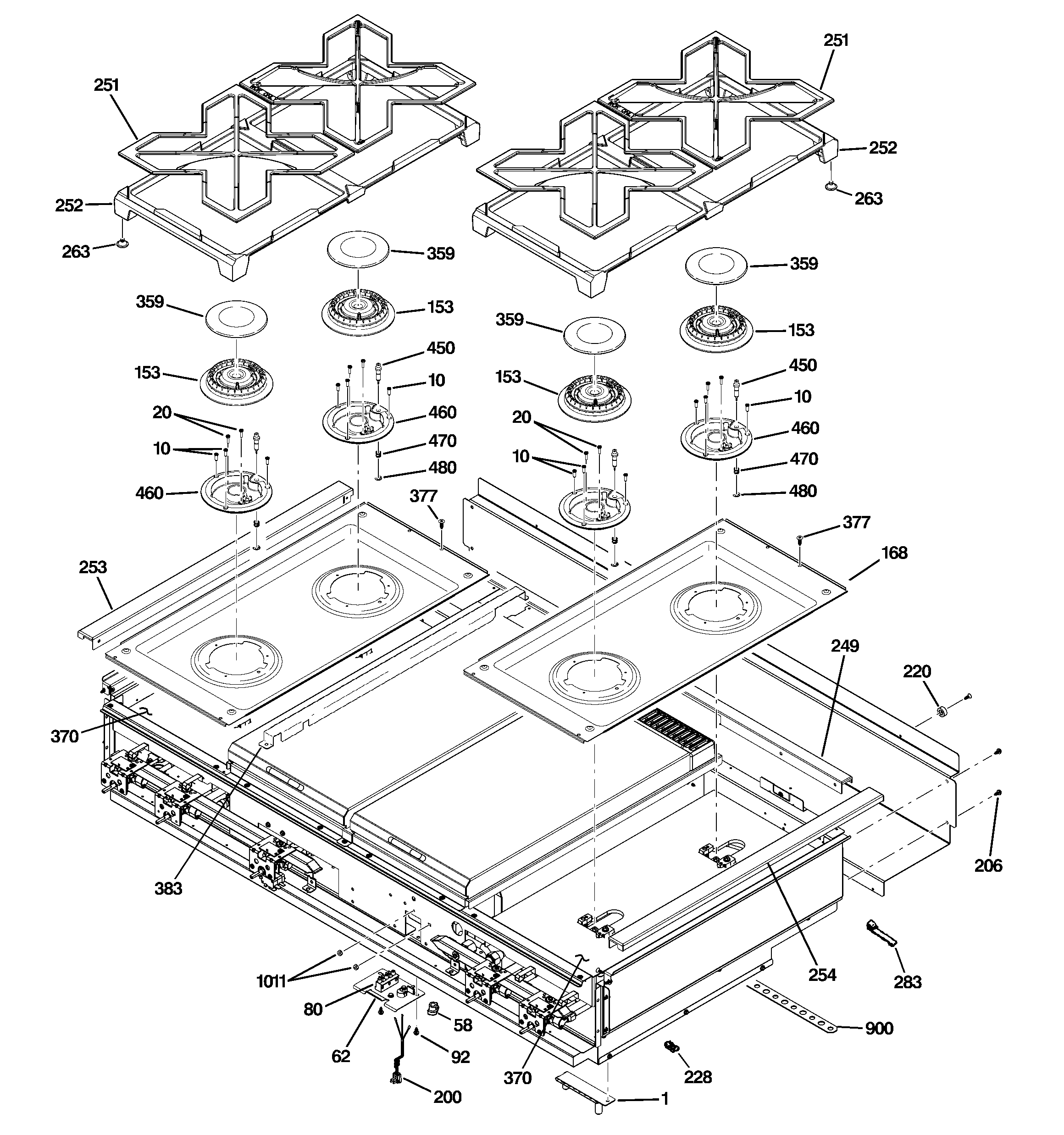 GE ZGU484NGP5SS cooktop diagram