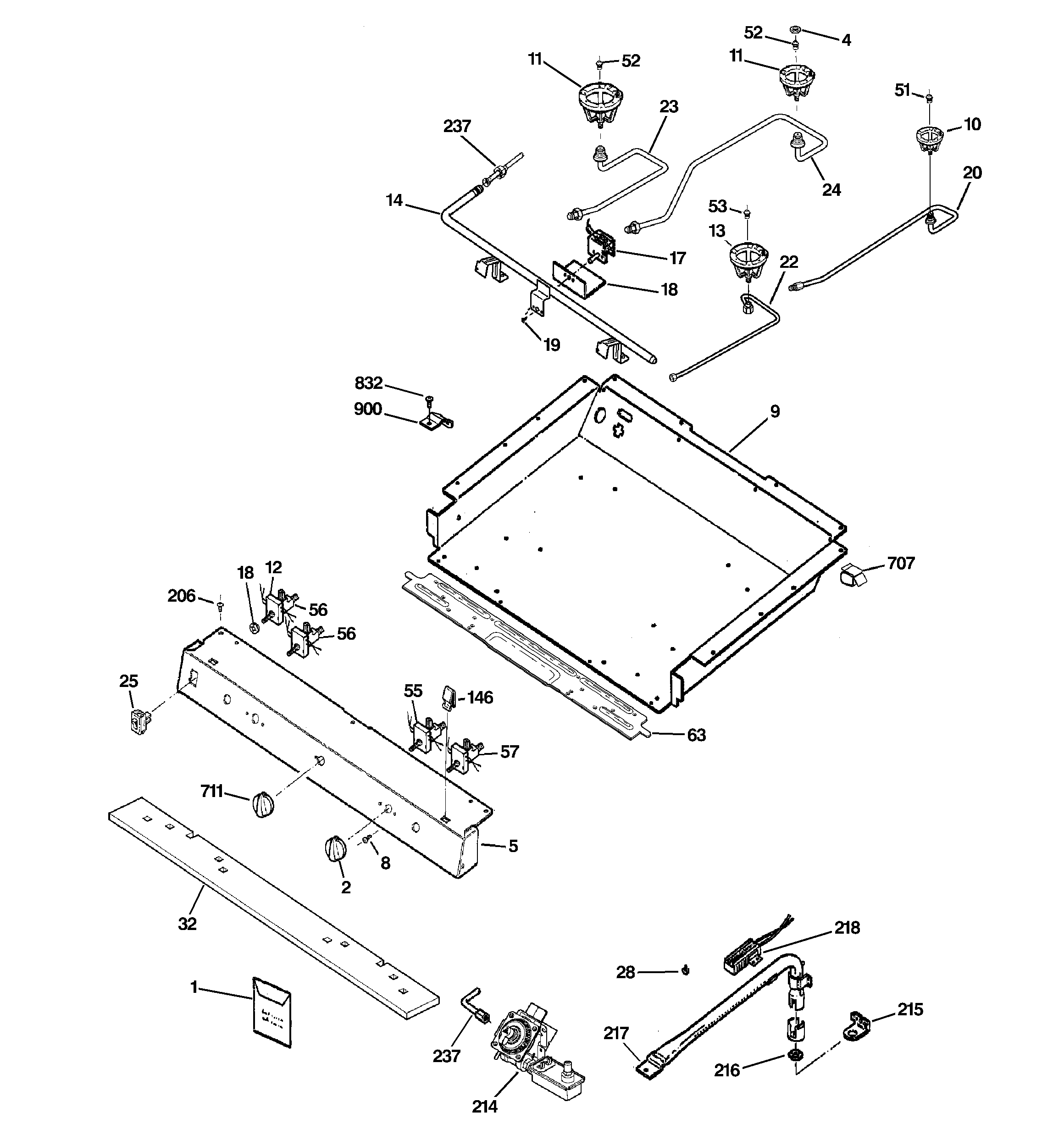 Hotpoint RGB540SEP5SA gas & burner parts diagram