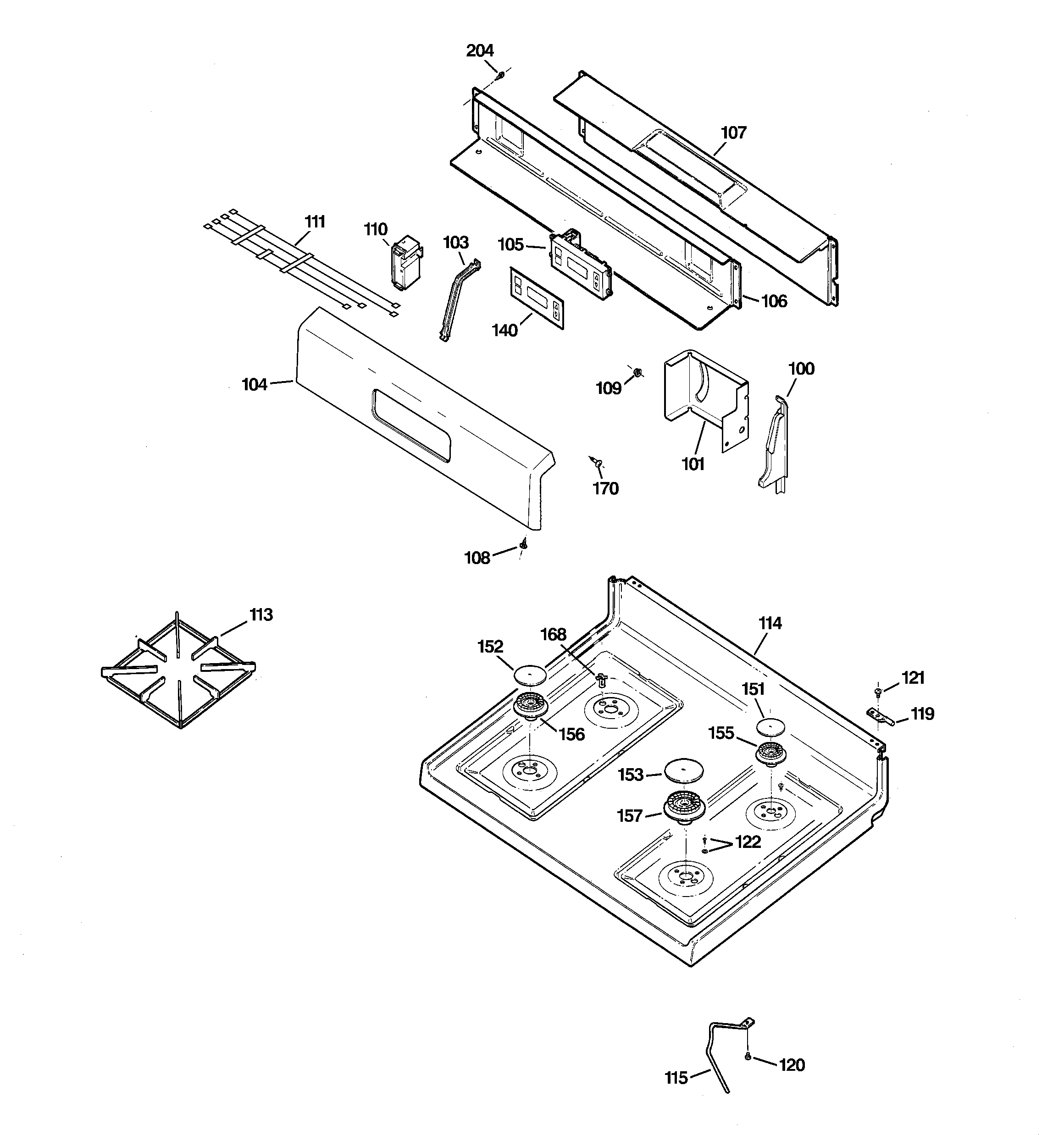 Hotpoint RGB540SEP5SA control panel & cooktop diagram