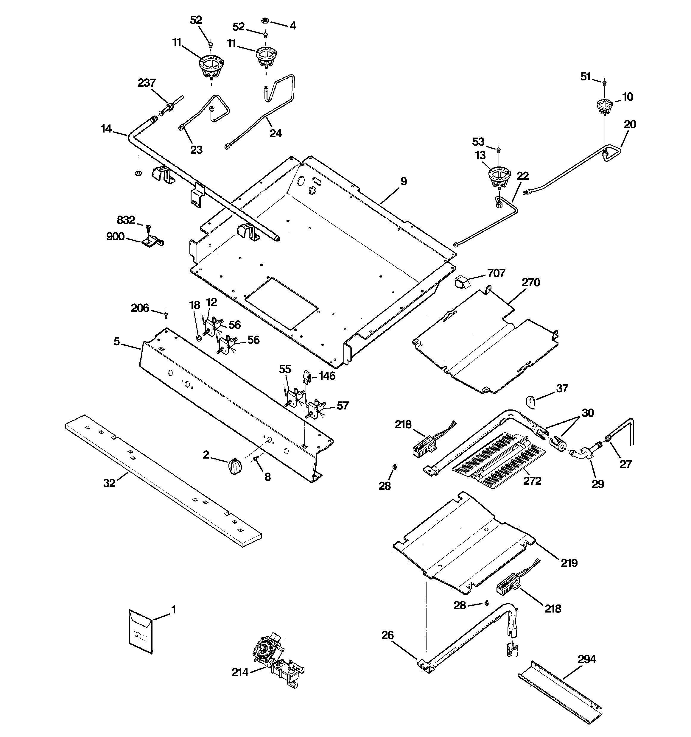 Hotpoint RGB790DER2WW gas & burner parts diagram